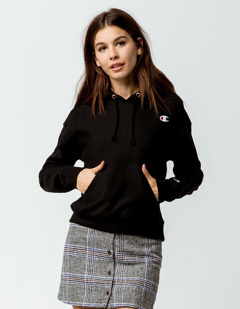 champion reverse weave scrunch dye black hoodie
