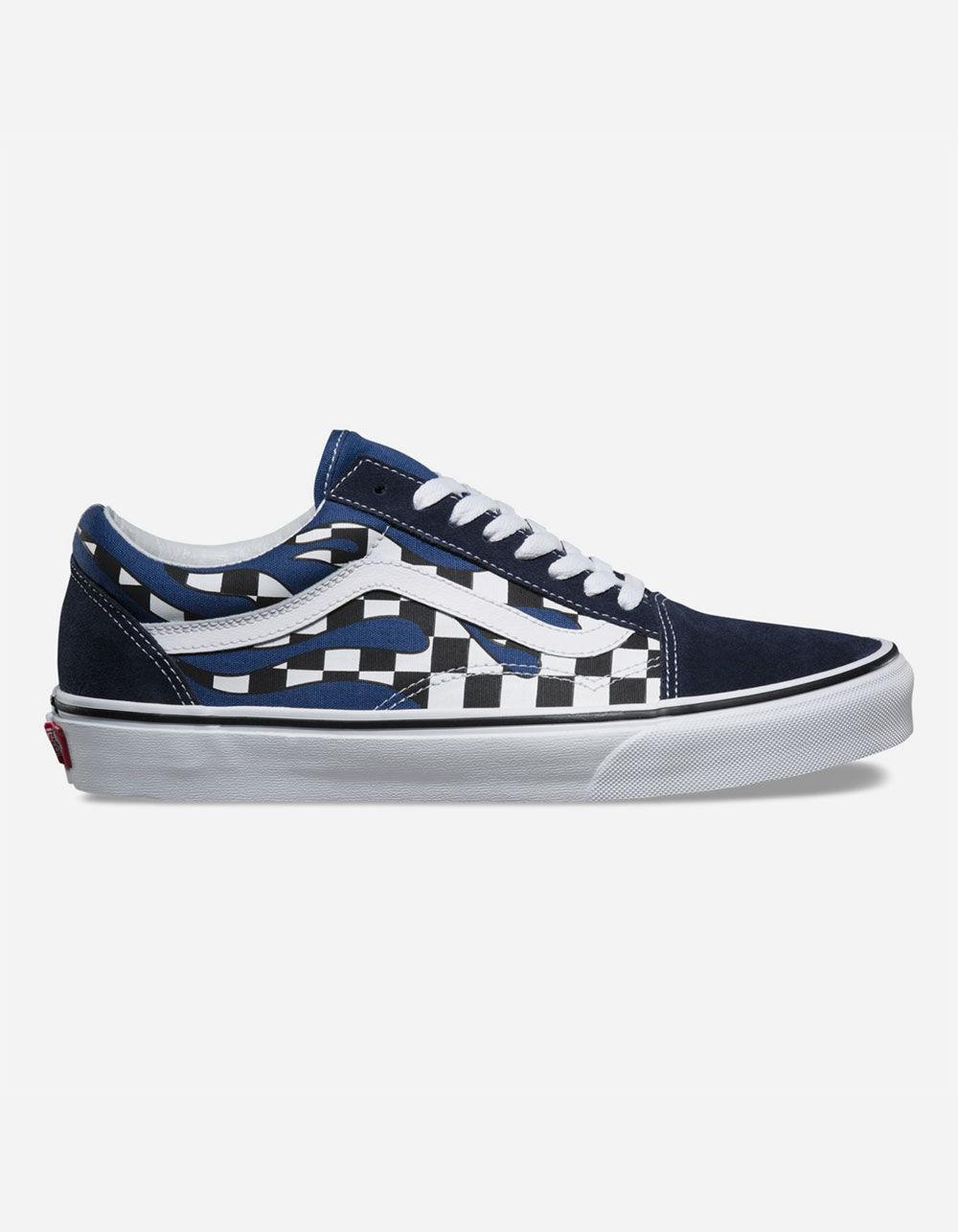 Vans Canvas Checker Flame Old Skool Navy & True White Shoes in Blue for Men  - Lyst