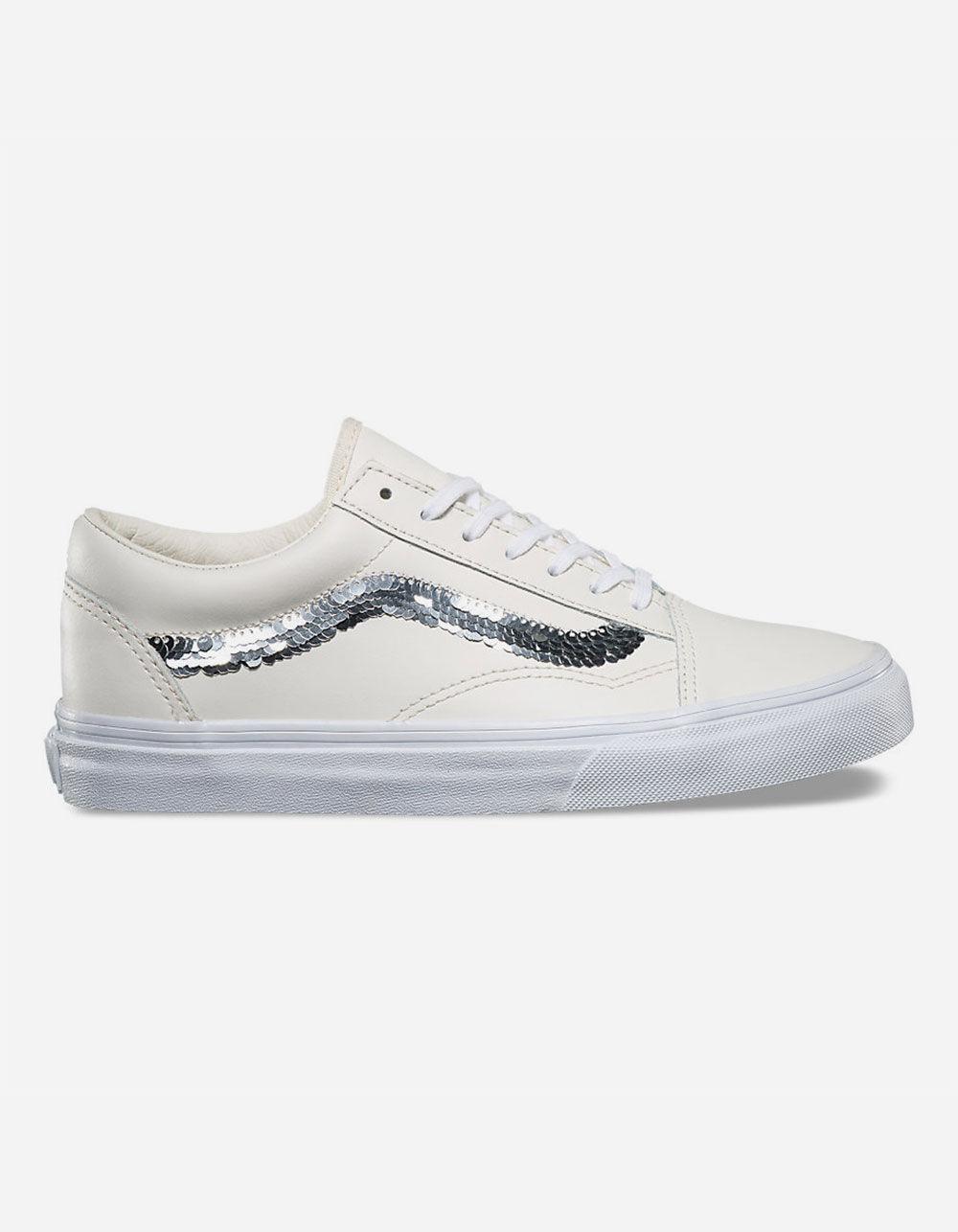 shiny white vans