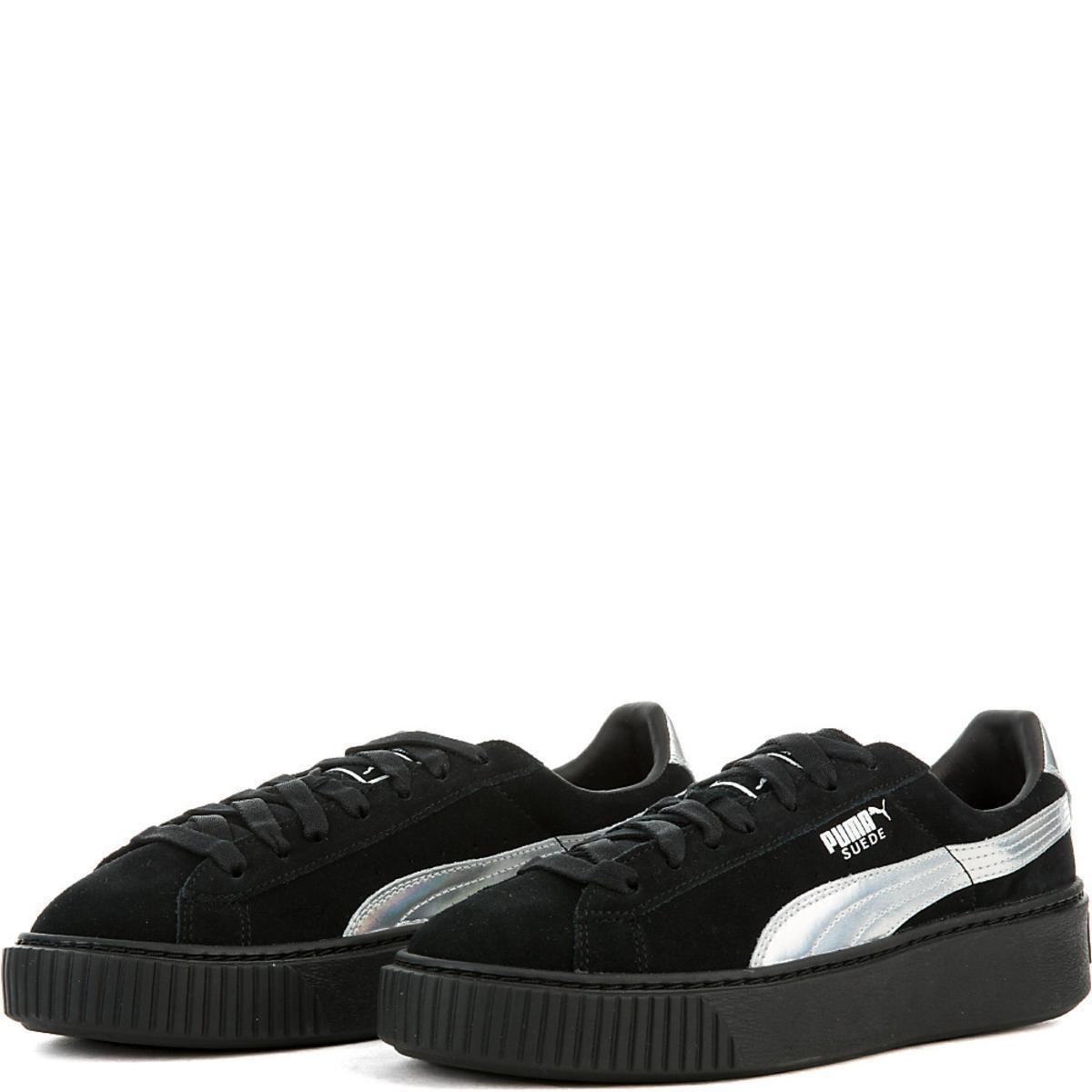 puma black suede platform sneakers