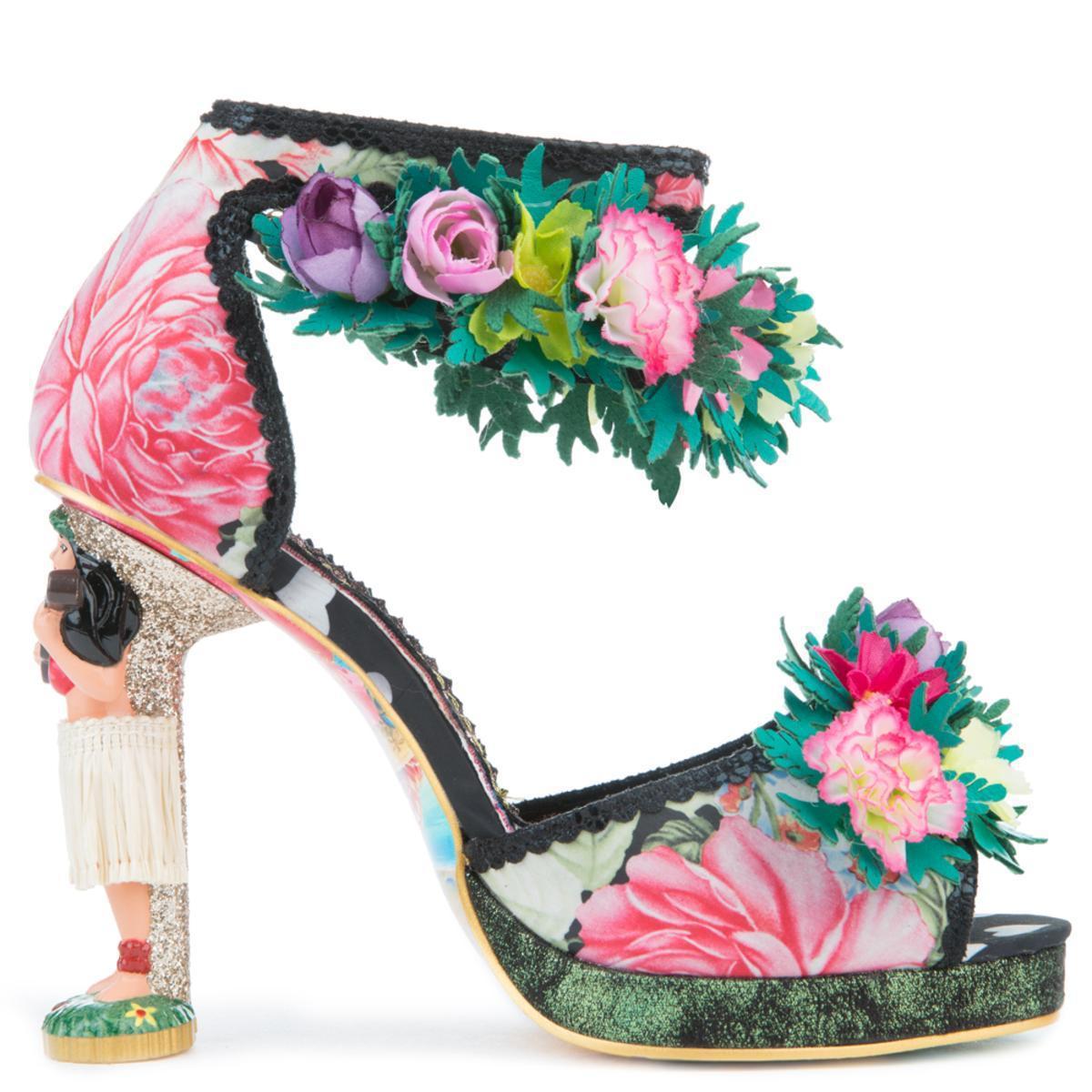D HEELS NEW IRREGULAR CHOICE *LOVE IS IN THE AIR* BLACK FLORAL