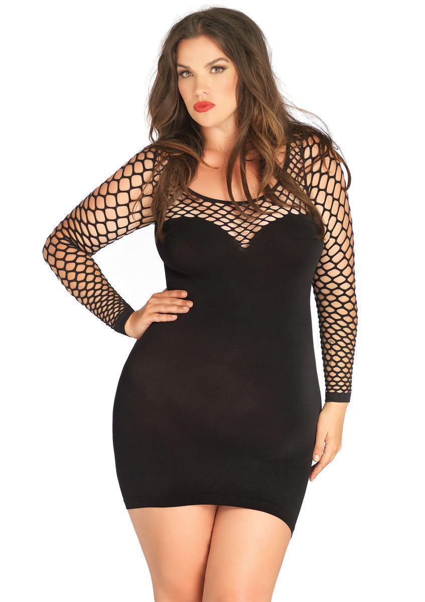 Leg Avenue Seamless Mini Dress With Diamond Net Bodice And