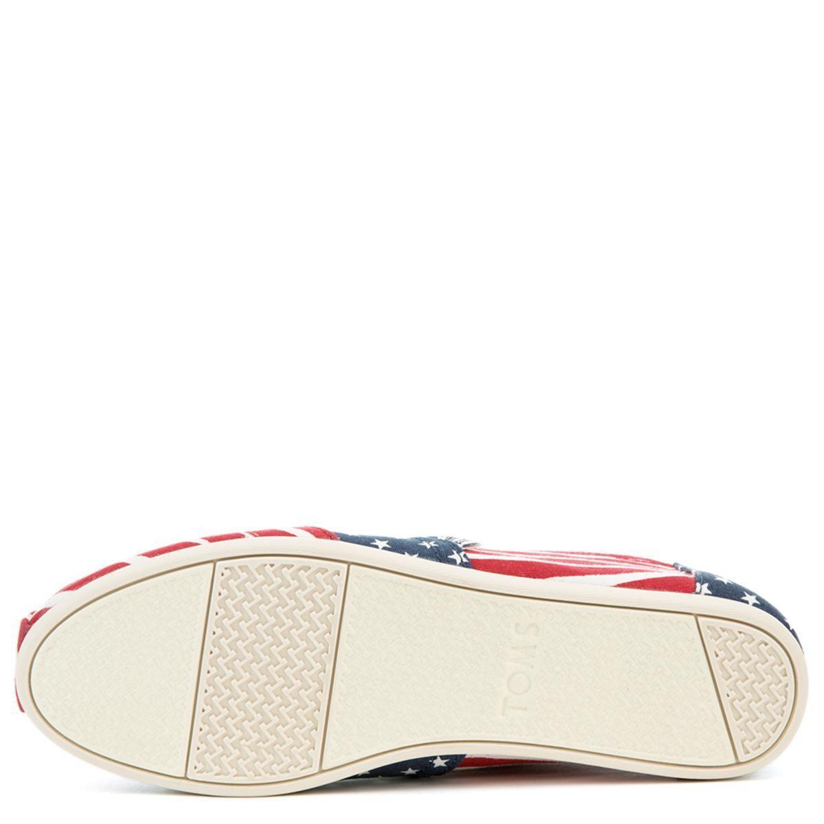 toms red white and blue shoes