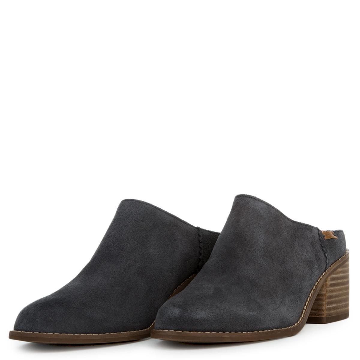 grey suede mules