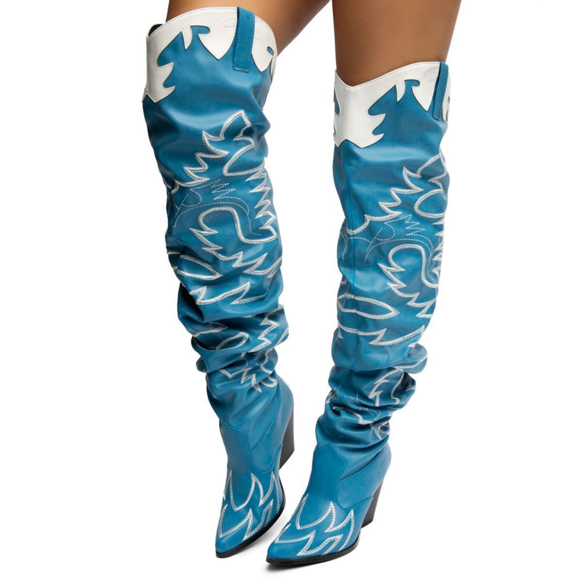 cape robbin kelsey 21 black white rockstar western pointed slouchy thigh boot