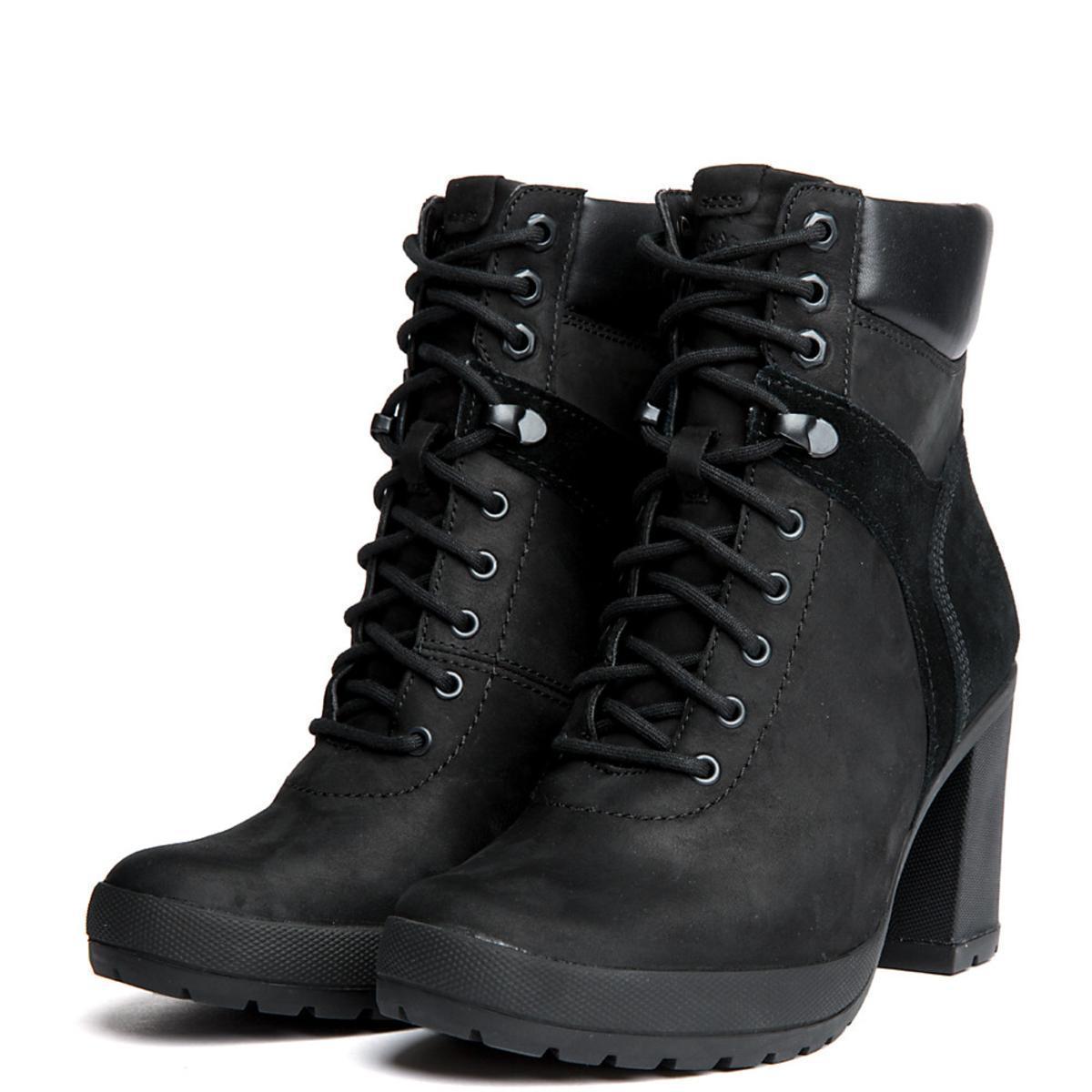 black high heel timberland boots