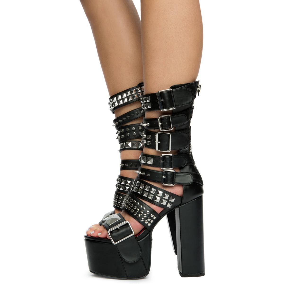 black studded platform heels