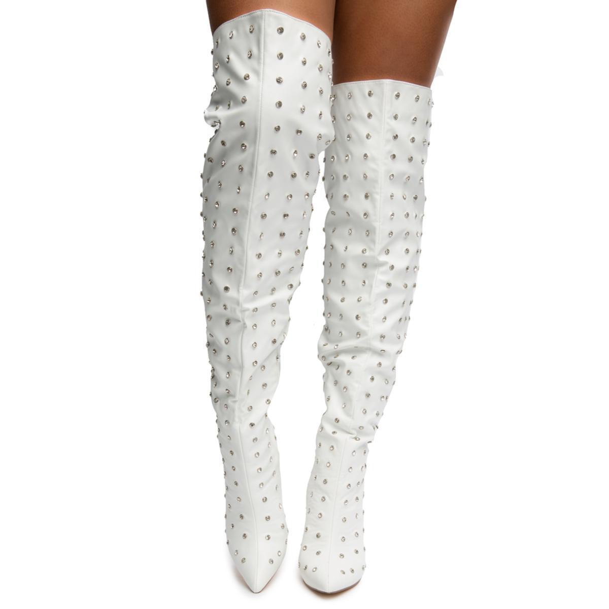 white rhinestone boots