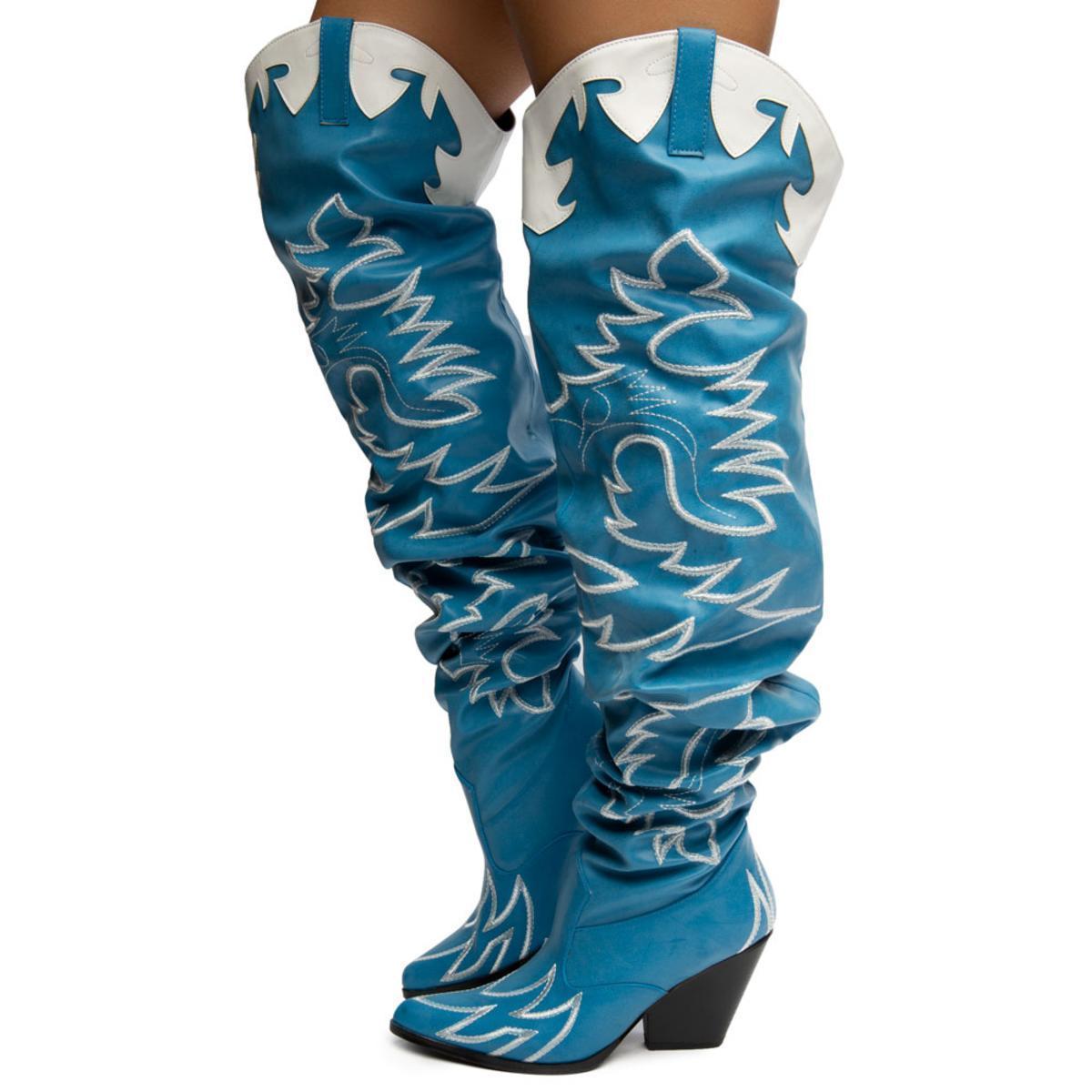 cape robbin kelsey 21 black white rockstar western pointed slouchy thigh boot