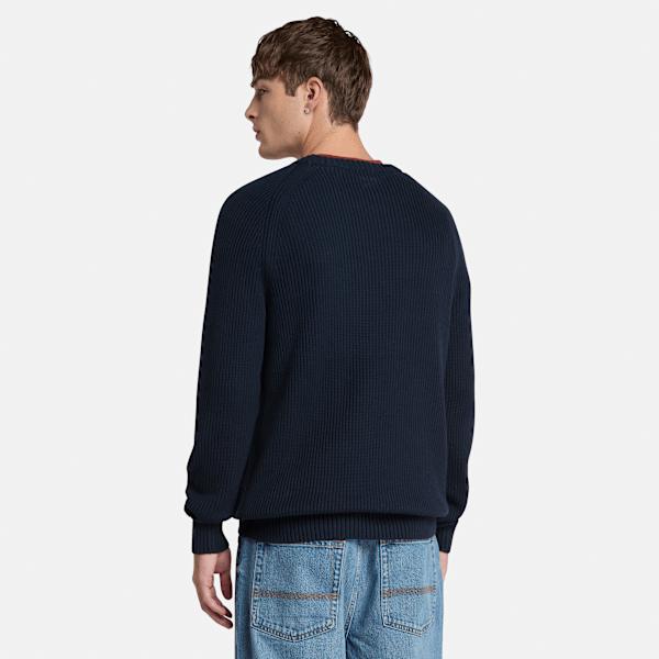 Timberland Rib-knit Raglan Jumper For Men In Dark Blue, Man, Blue