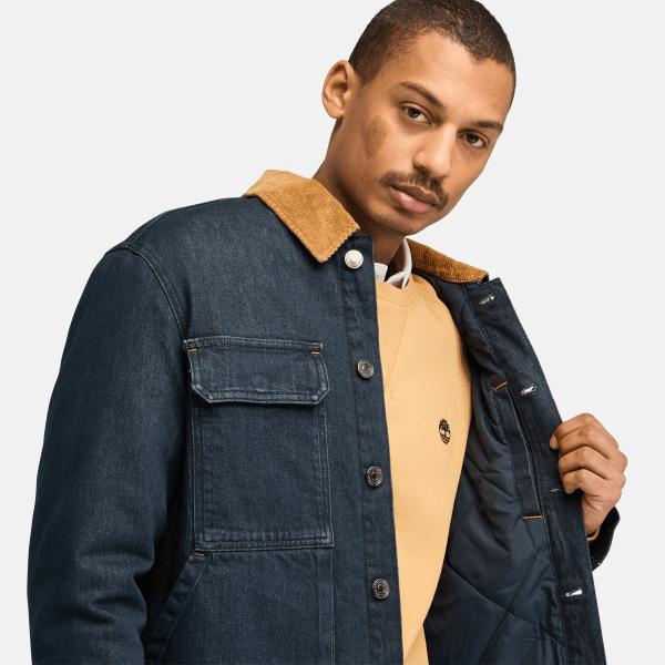 Timberland Trucker Insulated Denim Jacket For Men In Dark Blue