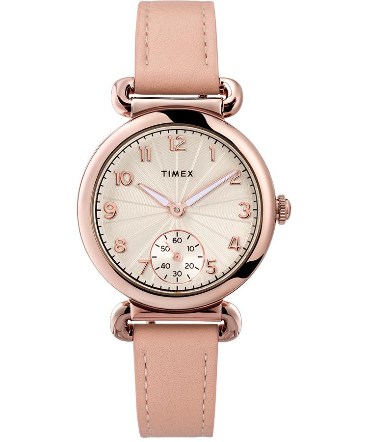 Timex Watch Model 23 33mm Leather Strap Rose Goldtone/pink/silvertone