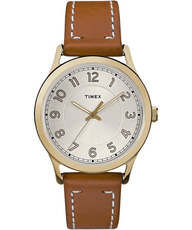 Timex Watch New England 36mm Leather Strap Gold-tone/brown/cream in ...
