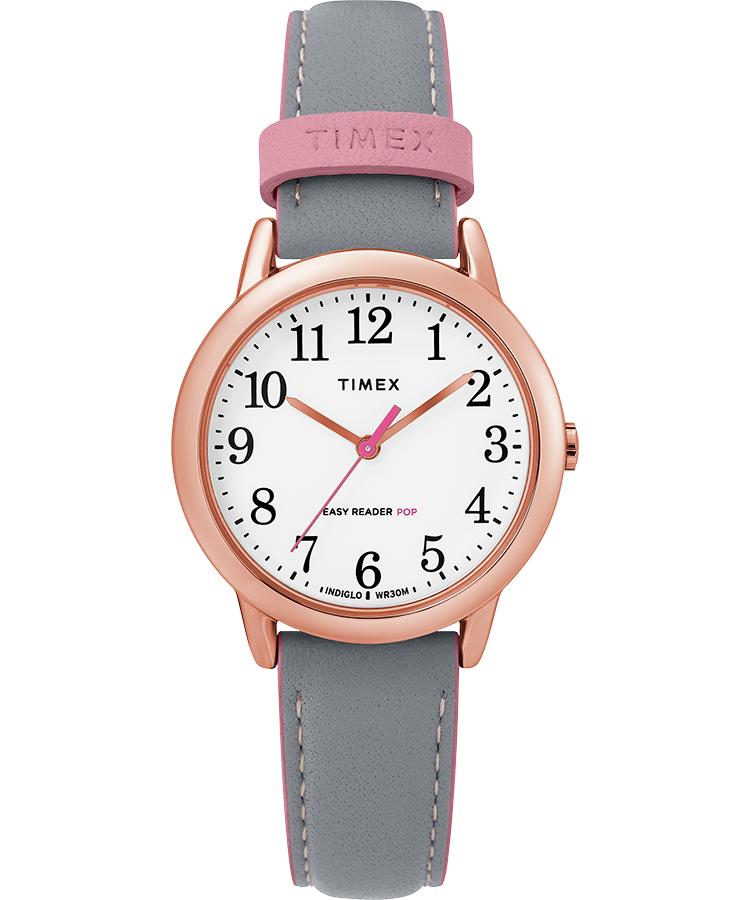 Timex Watch Easy Reader Color Pop 30mm Leather Strap Rose Gold-tone ...
