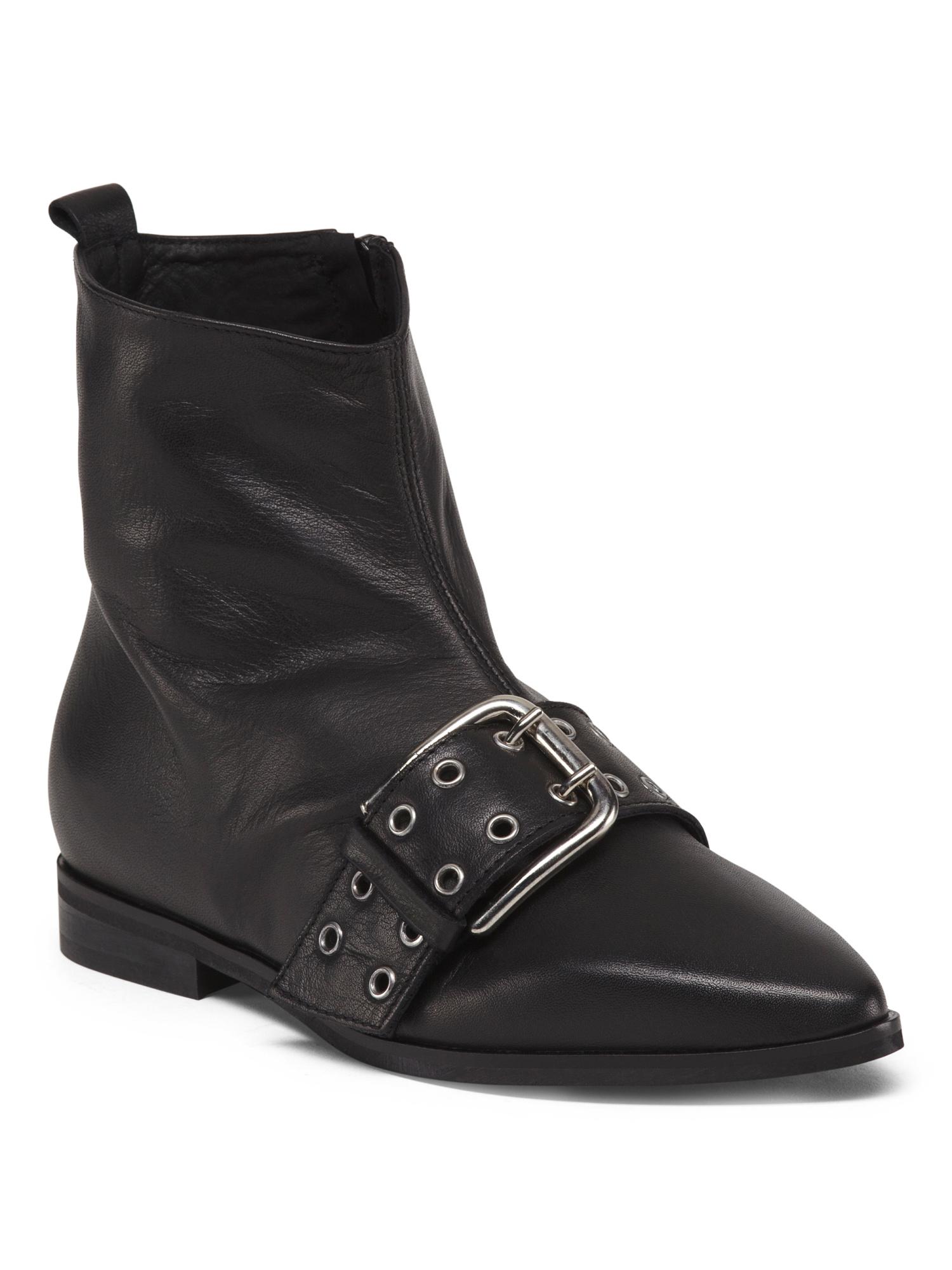 Tj Maxx Made In Italy Leather Pointy Toe Buckle Boots in