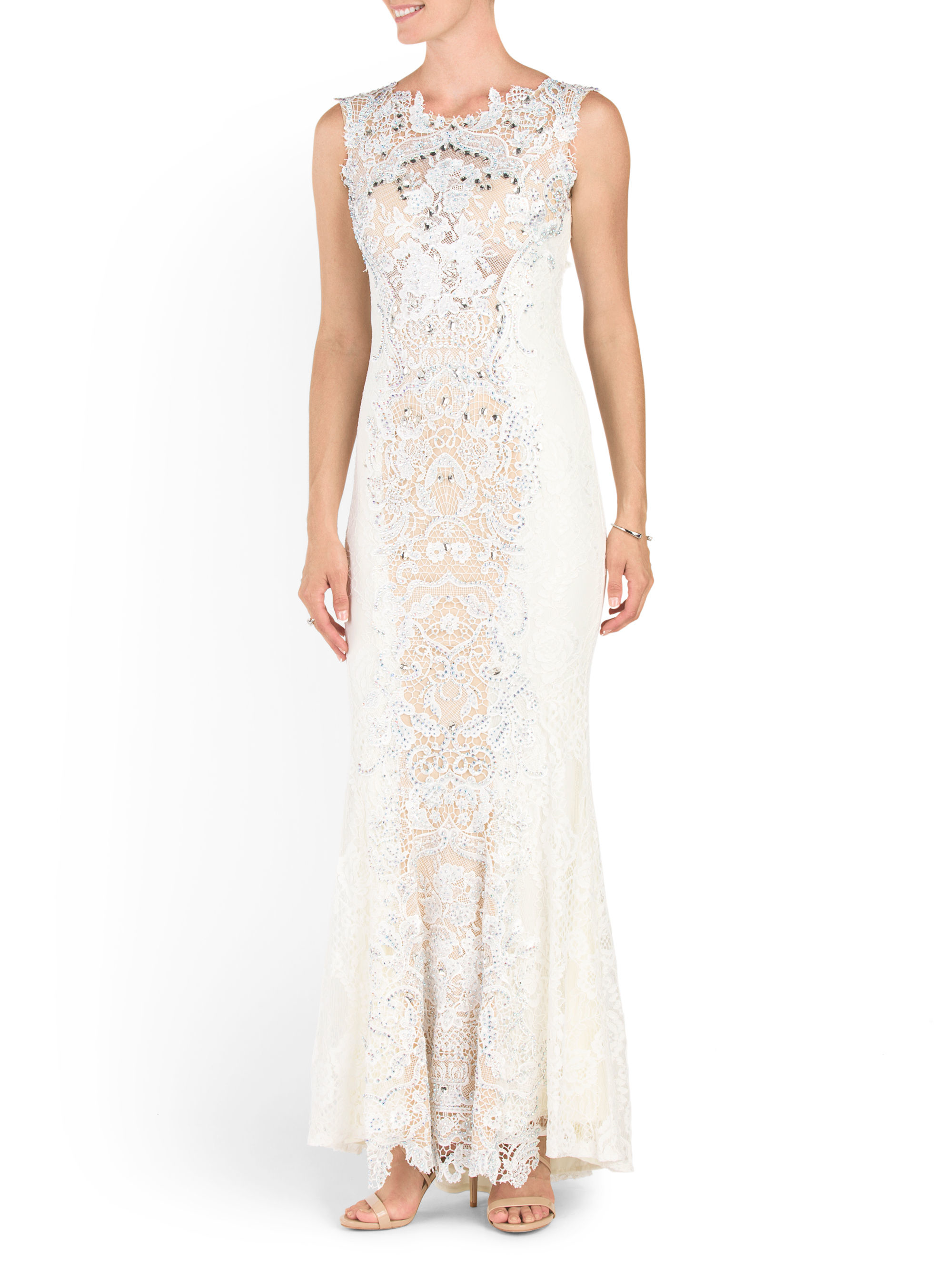 Lyst Tj Maxx Bridal Long Lace Gown in White