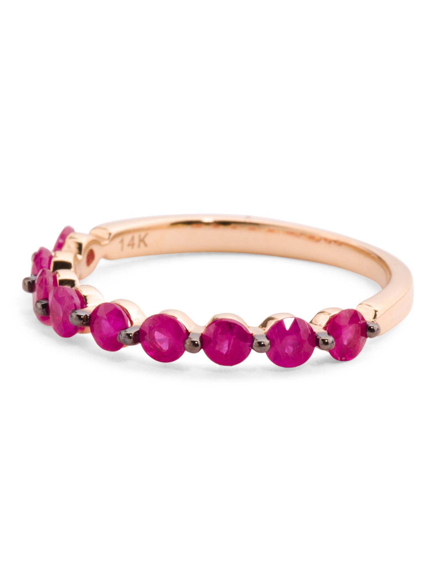 Tj Maxx 14k Gold And Ruby Stackable Band Ring in Ruby/Rose Gold