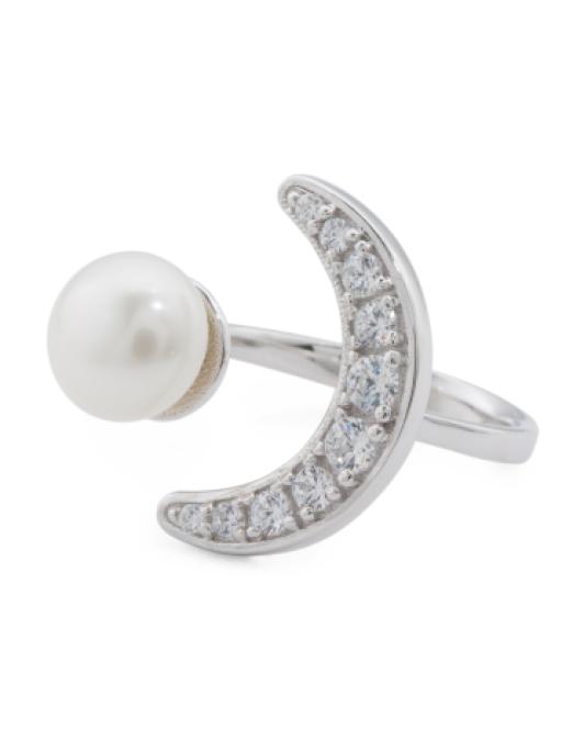 Lyst Tj maxx Made In Italy Sterling Silver Moon Pearl And Cubic
