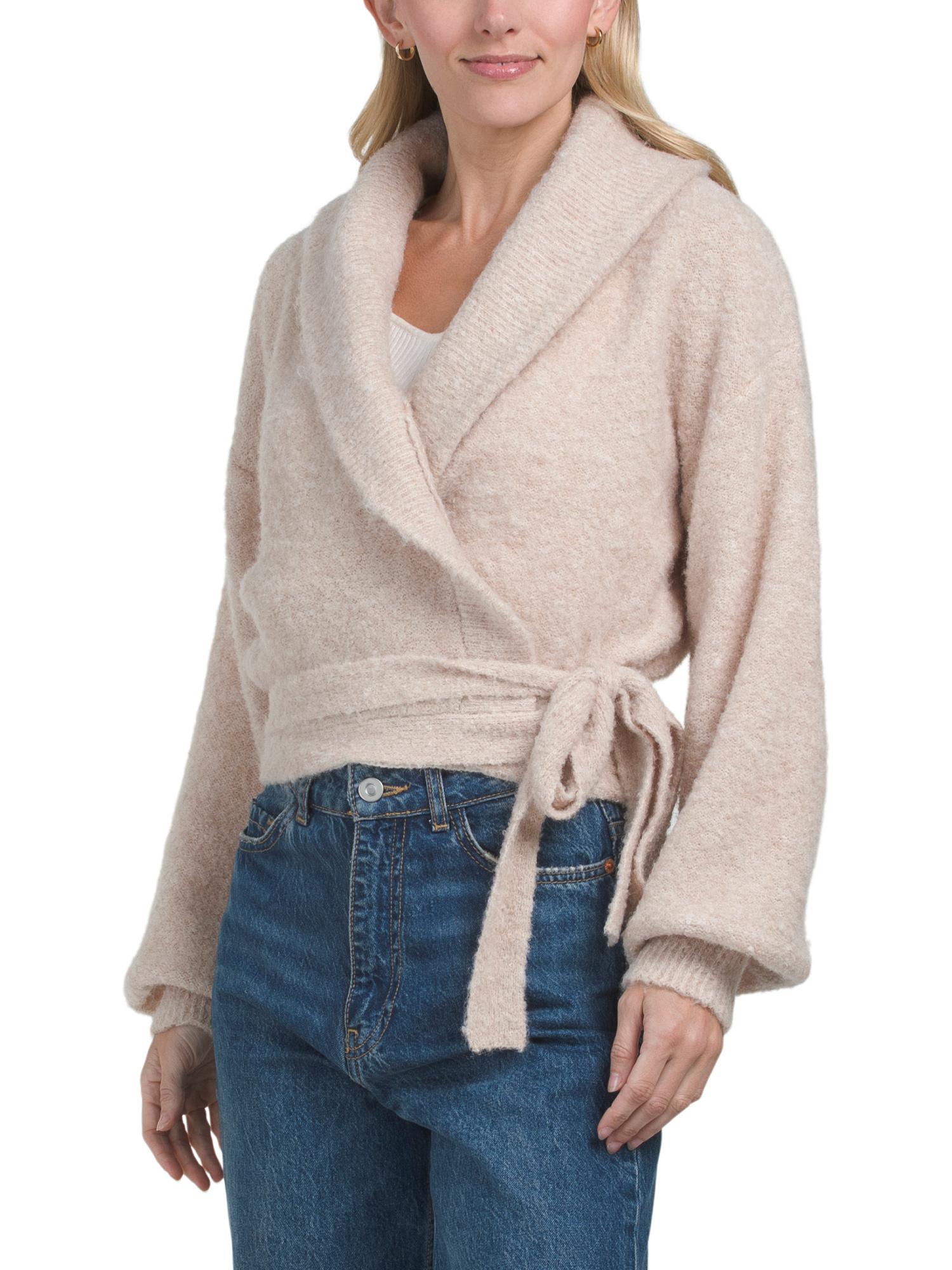 TJ Maxx Boucle Knit Ballerina Wrap Sweater, Nylon/Polyester in