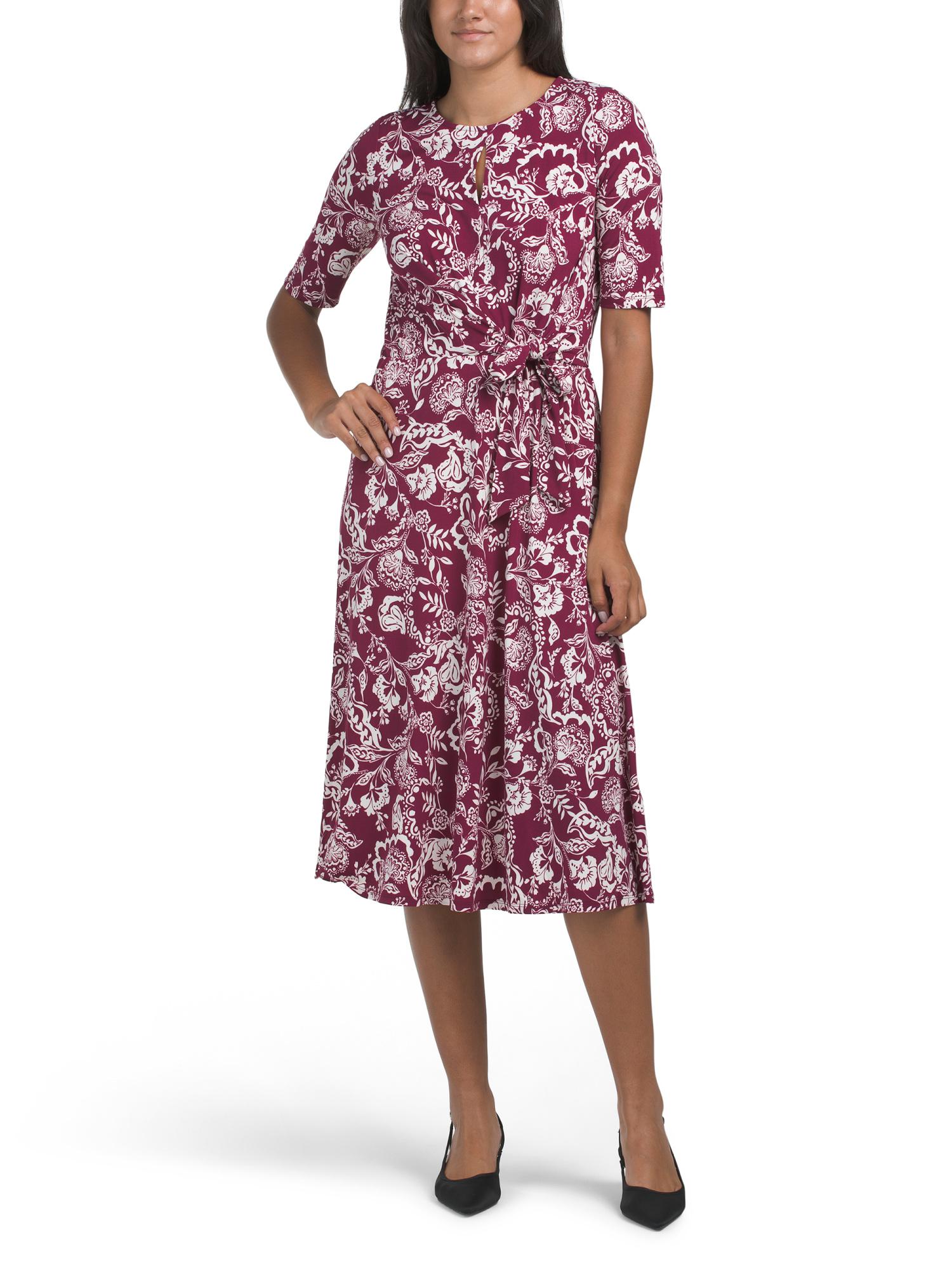 tj maxx fit and flare dresses TJ Maxx Plunge Knit Fit And Flare Dress For Polyester/Rayon in Pink