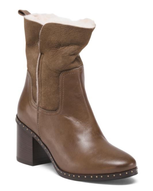 Tj Maxx Made In Italy Leather Shearling Boots in Brown Lyst