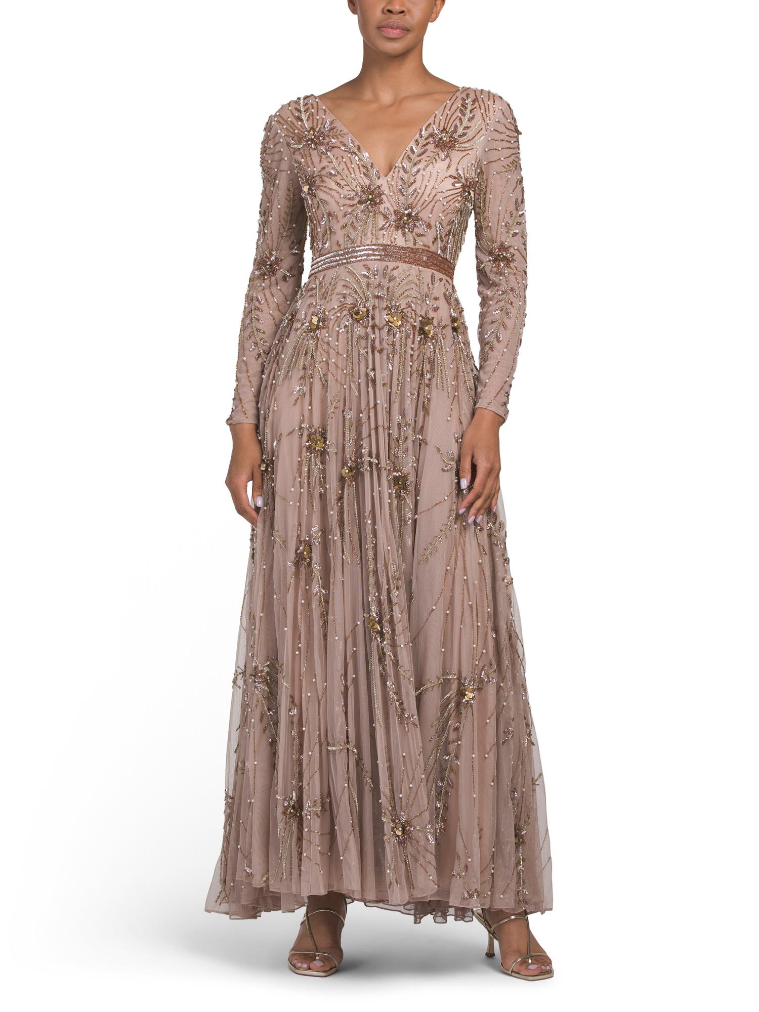 chinese dress ladies Sheer Overlay Maxi Dress