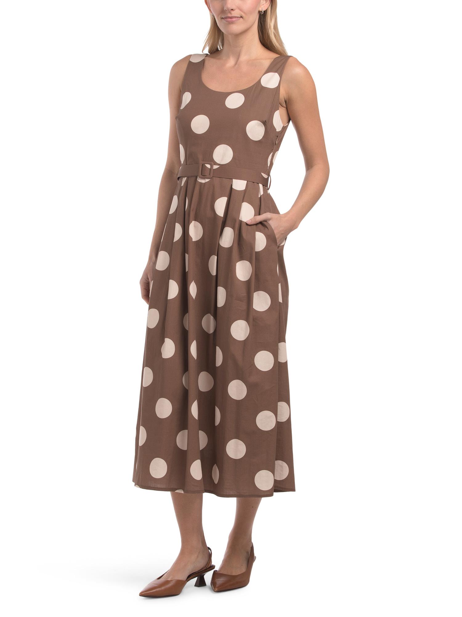 brown polka dot dress tj maxx Sleeveless Midi For Cotton in 100% polyester Contrast