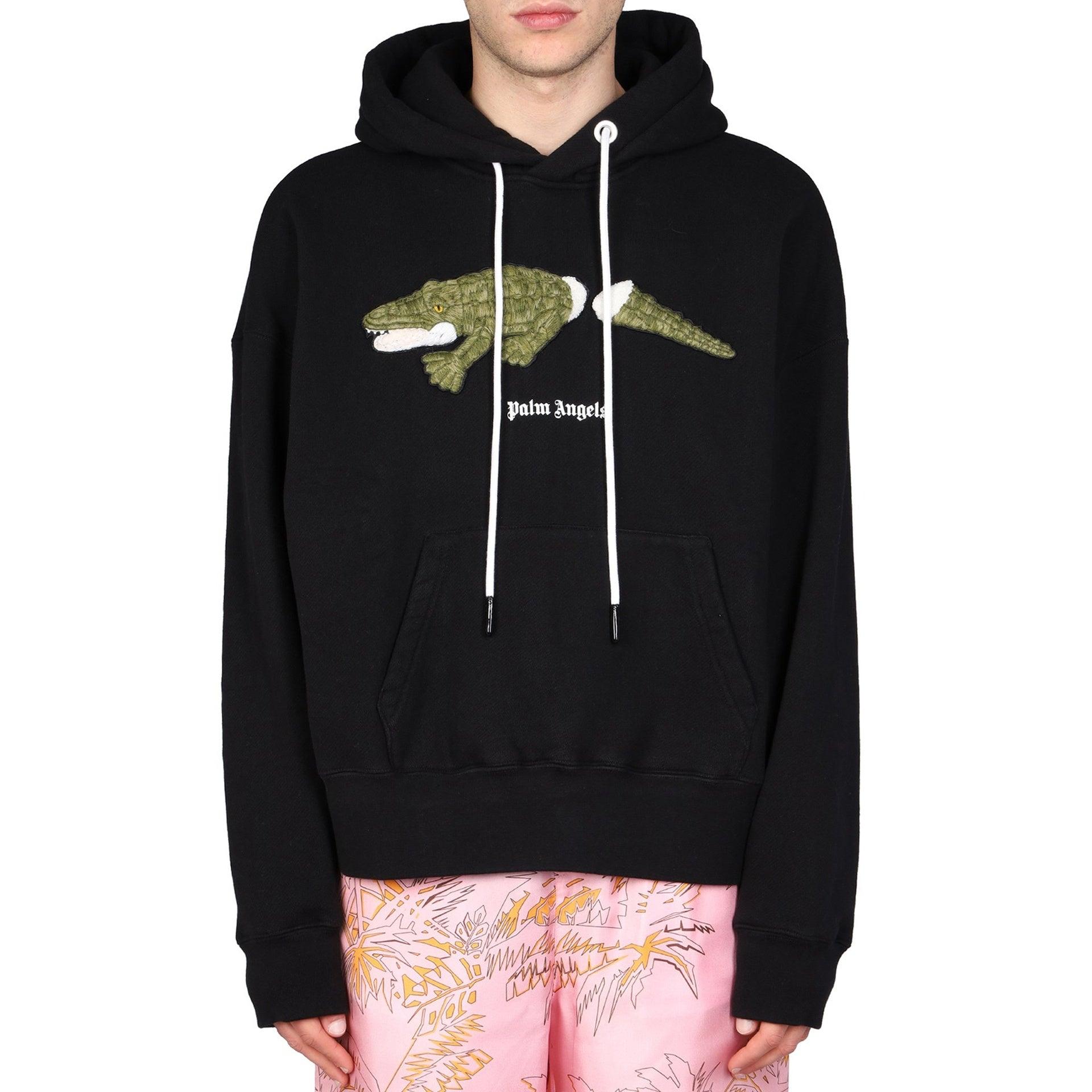 関税送込◆Palm Angels◆Crocodile Hoodie ワニ ロゴ パーカー Palm Angels Green Croco Hoodie Palm Angels