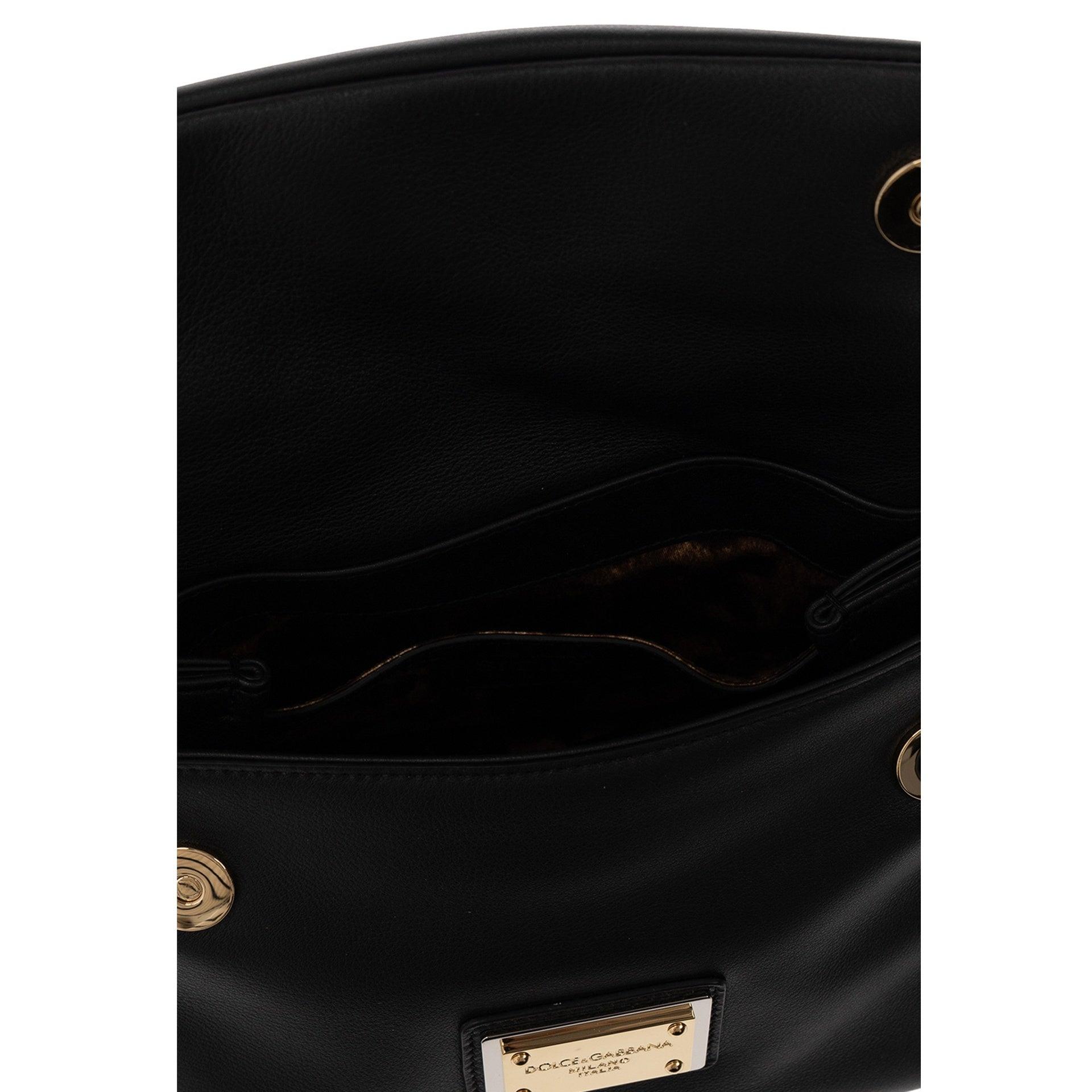 Dolce & Gabbana Sicily Small Leather Shoulder Bag - Black