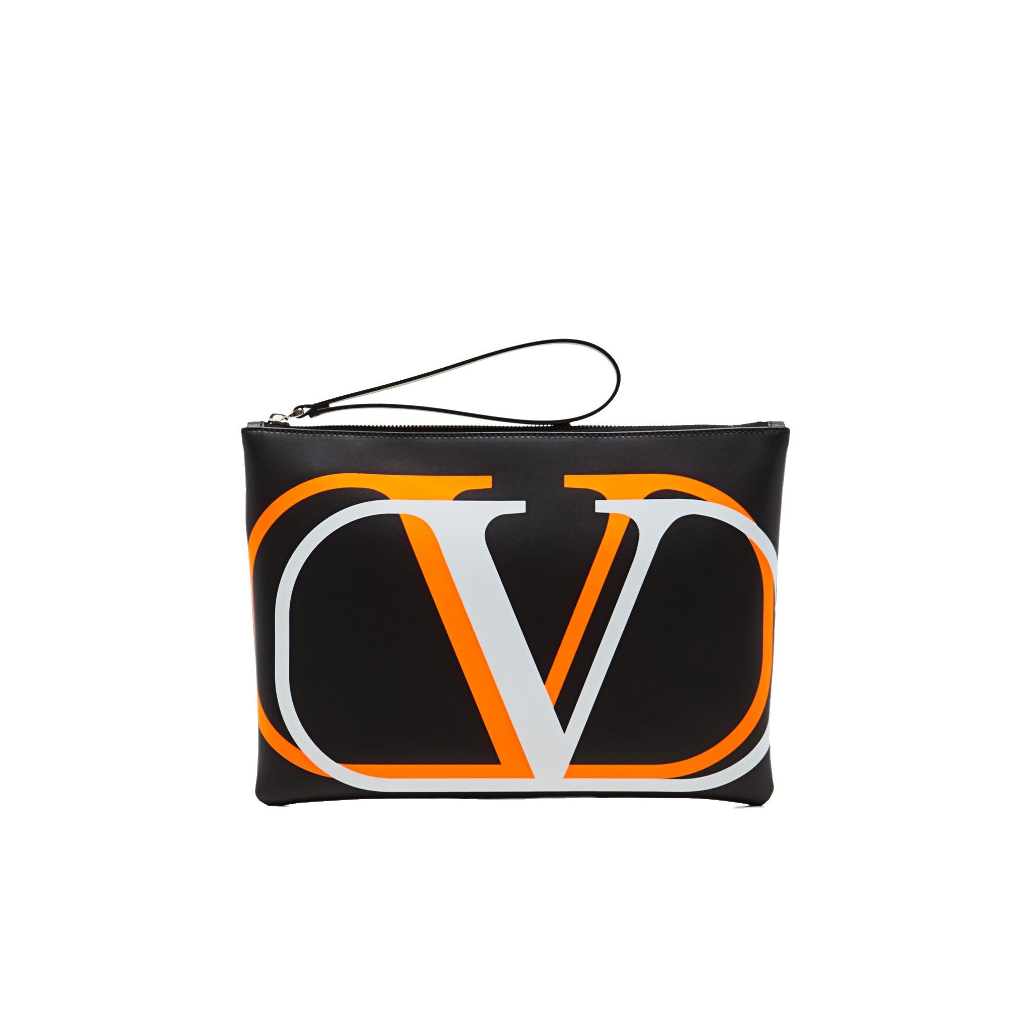 Valentino 3d V Logo Leather Pouch in Black for Men - Lyst