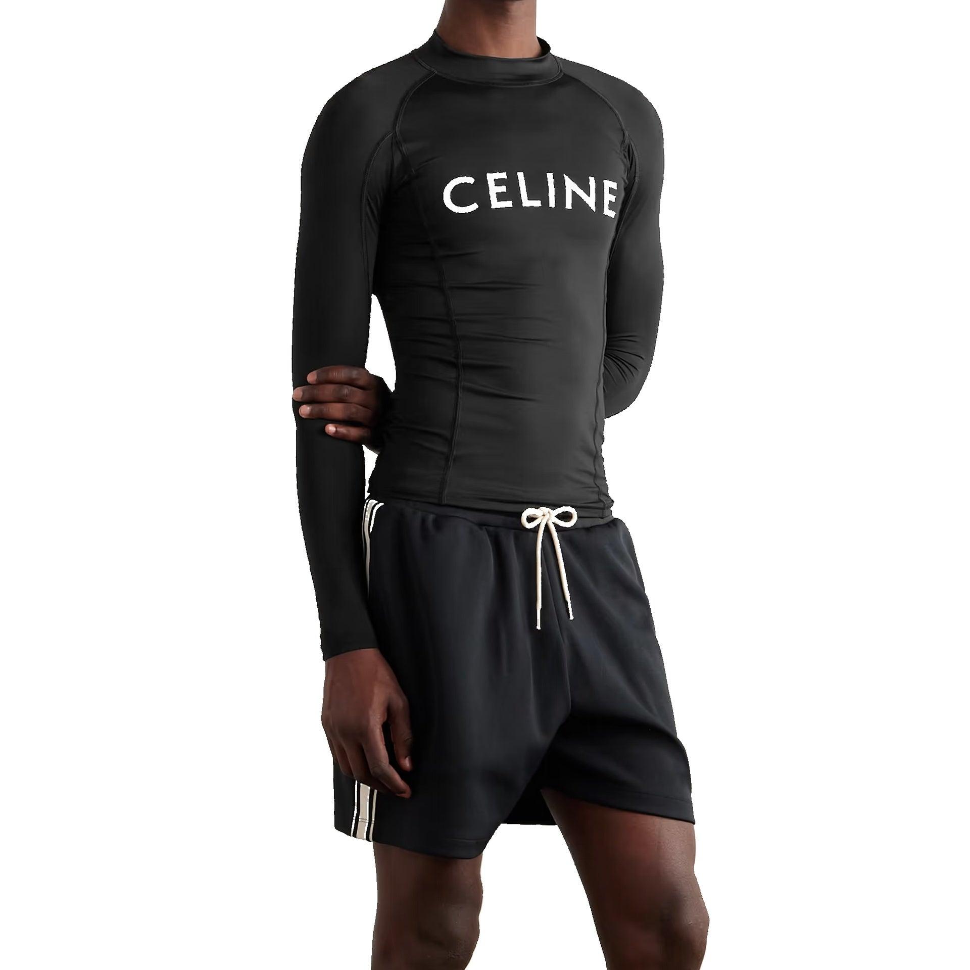【送料&関税込】Celine Surf Logo Stretch-jersey T-shirt Celine Surf Logo Stretch-Jersey T-Shirt in Blue for Men | Lyst
