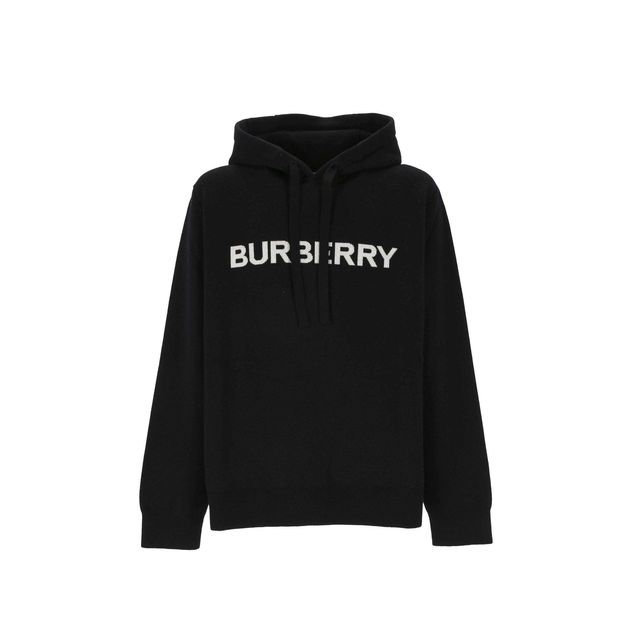 Burberry Cotton And Wool Sweatshirt in Black for Men | Lyst