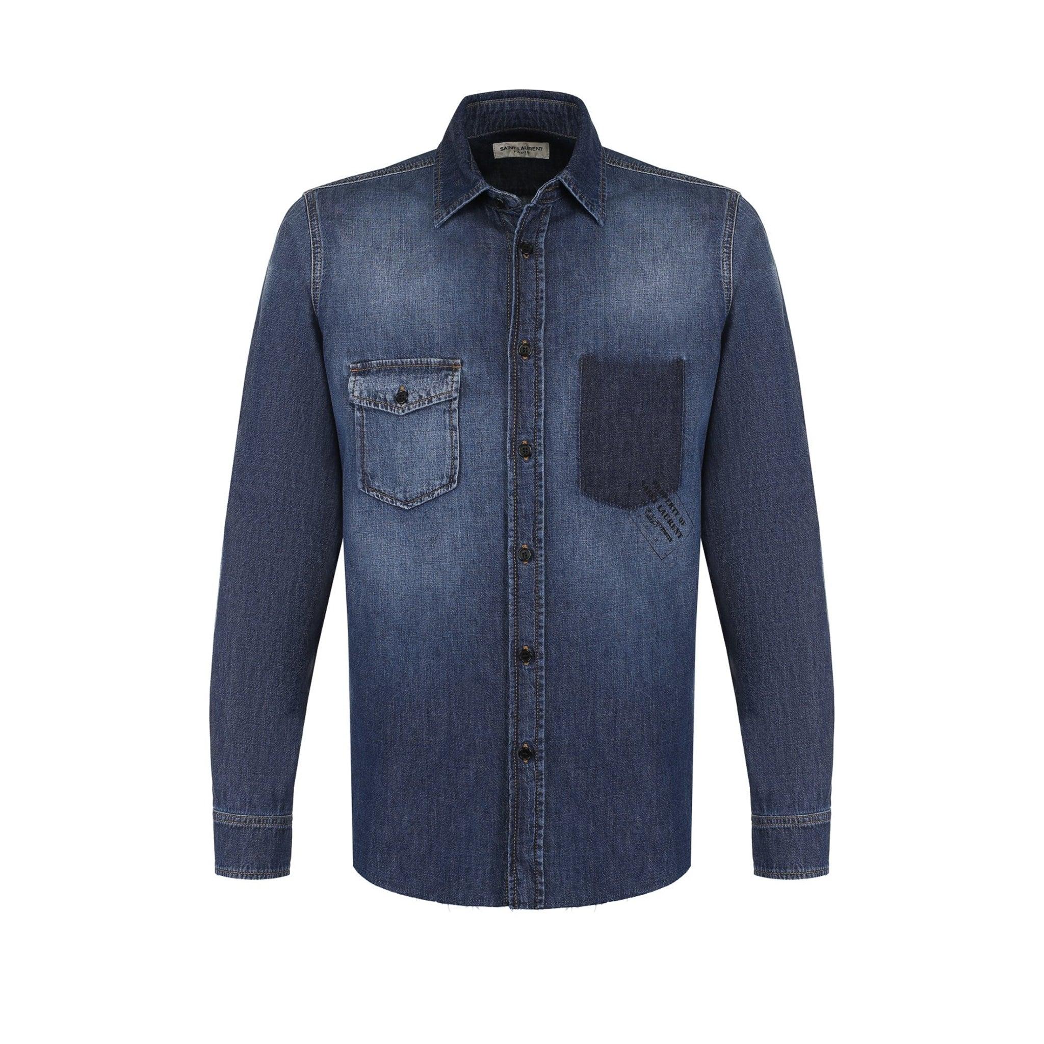 Saint Laurent Cotton Denim Shirt in Blue for Men | Lyst