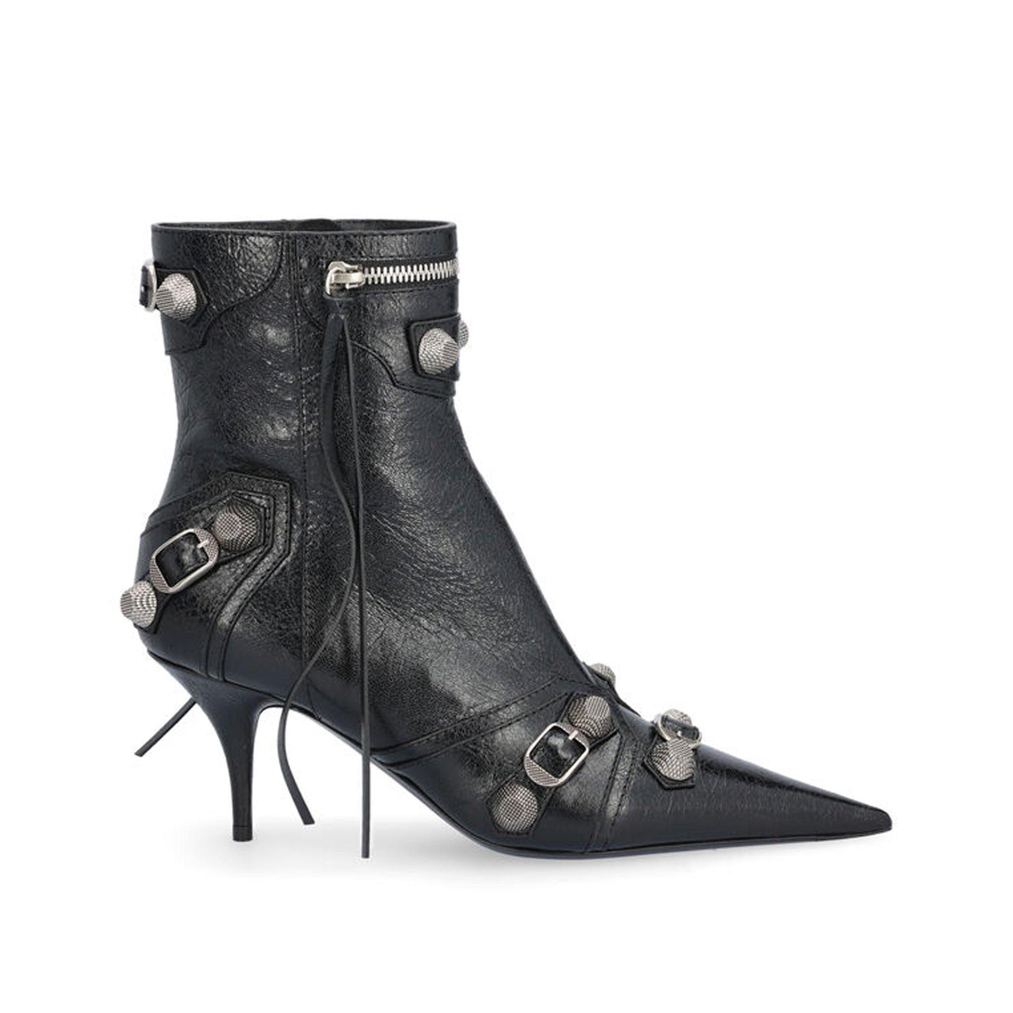 Balenciaga Cagole Leather Boots in Black | Lyst
