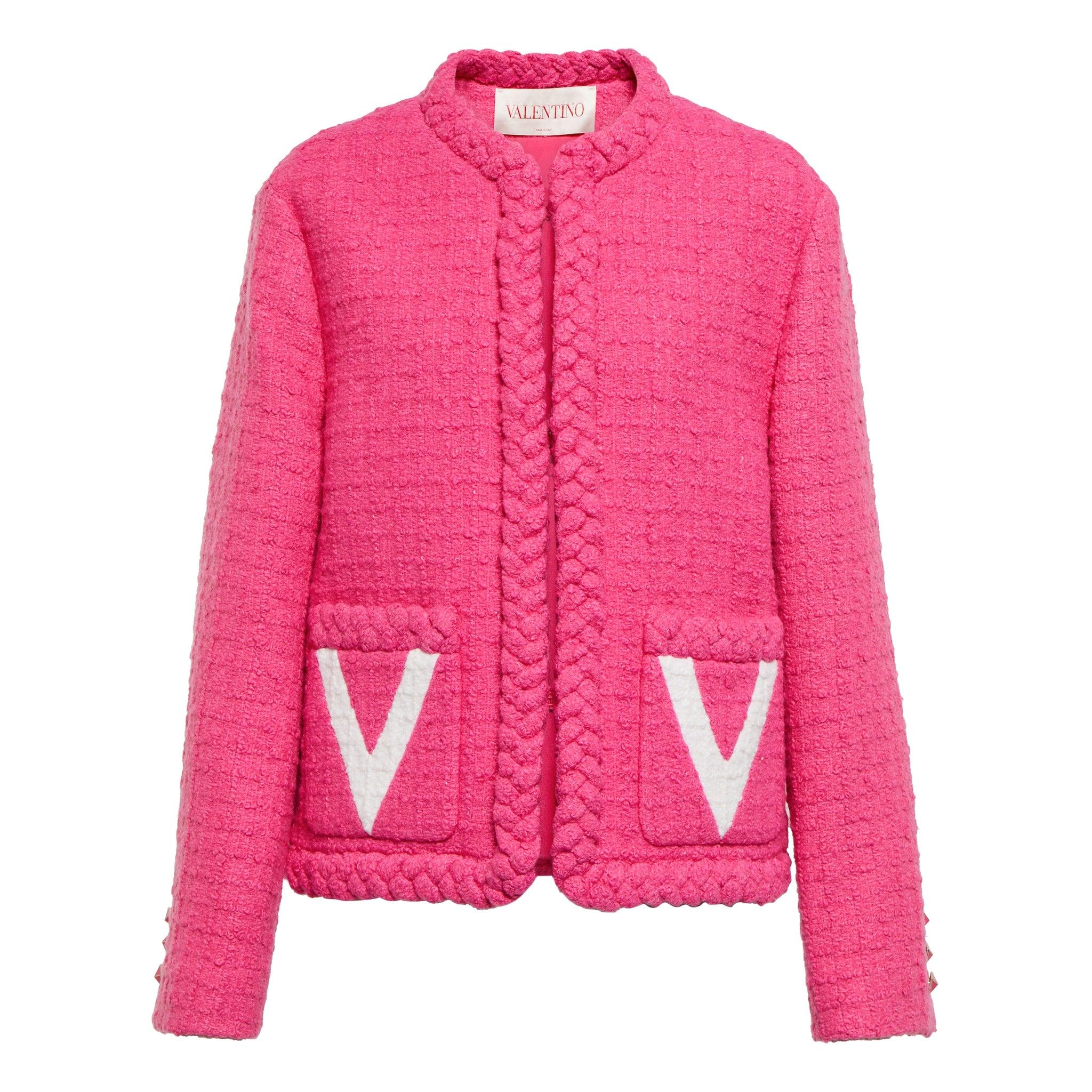 Valentino Tweed Jacket in Pink Lyst