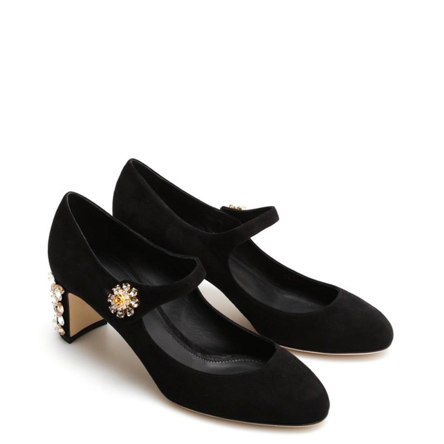 Dolce & Gabbana Mary Jane Suede Pumps in Black | Lyst