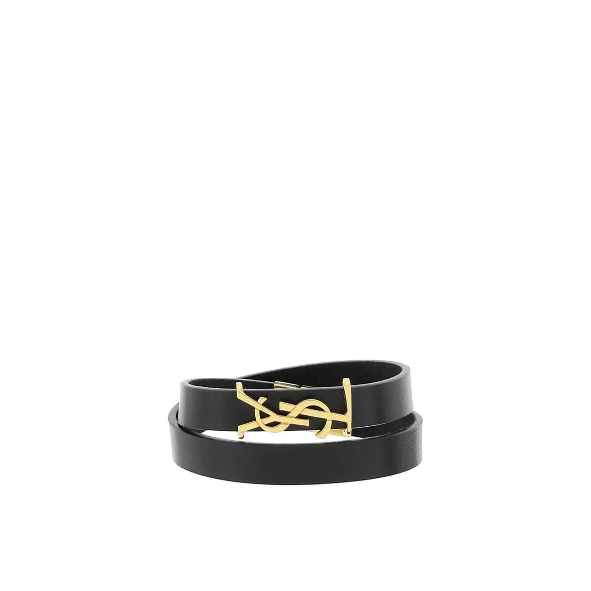 YSL logo-plaque leather bracelet, Saint Laurent