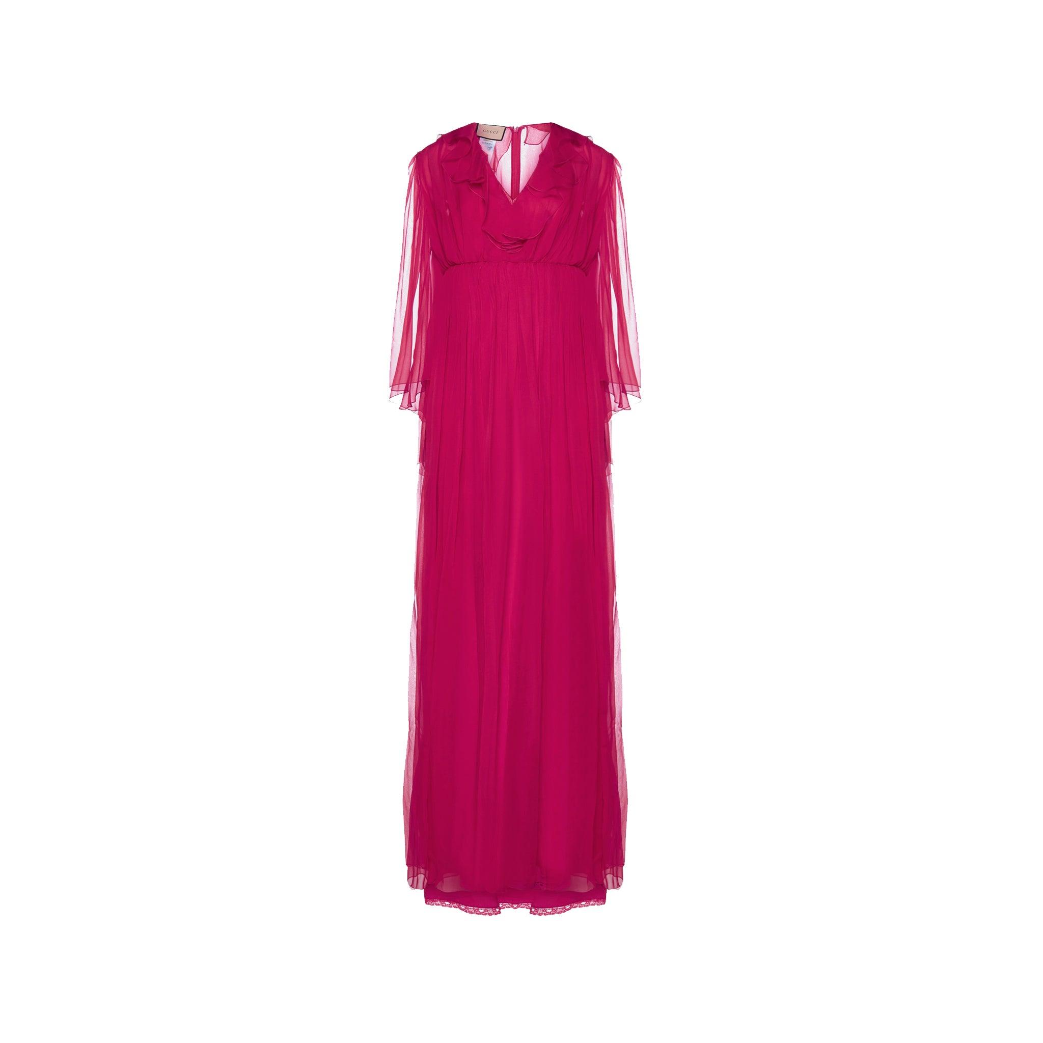Gucci Silk Midi Dress in Pink | Lyst