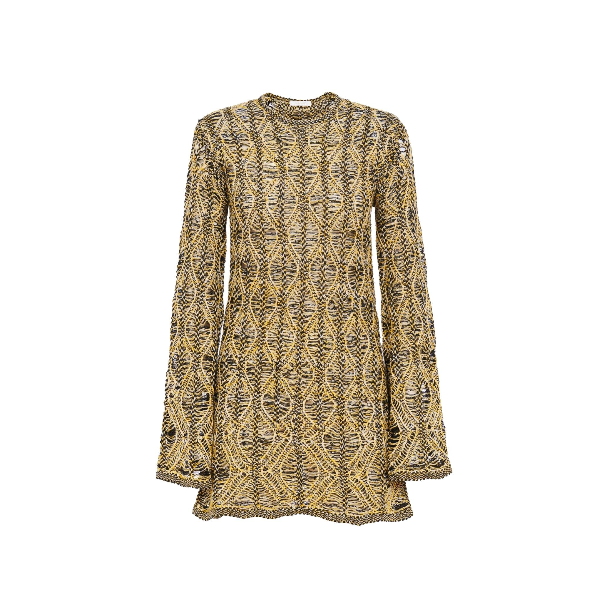Chloé Openwork Linen And Silk Dress in Natural | Lyst