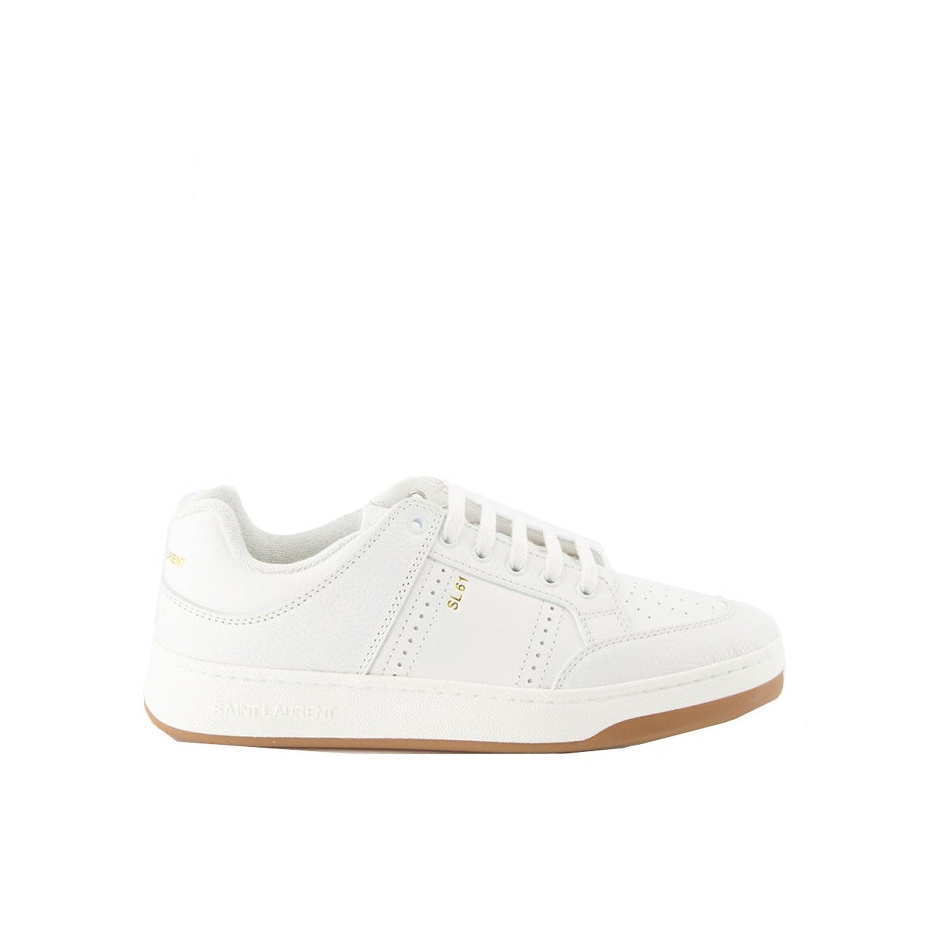 Saint Laurent Leather Sneakers in White for Men | Lyst