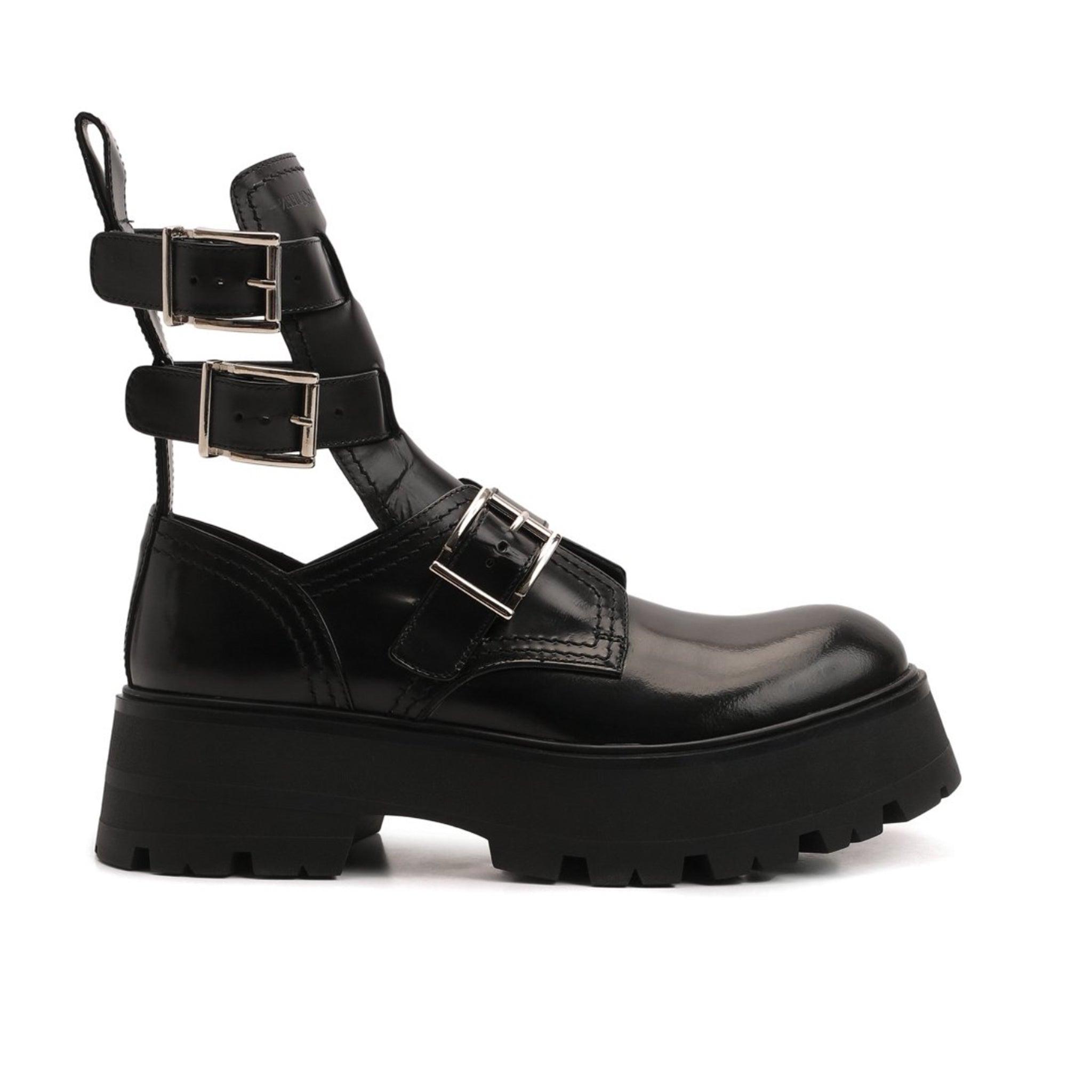 Alexander McQueen Rave Leather Boots in Black | Lyst