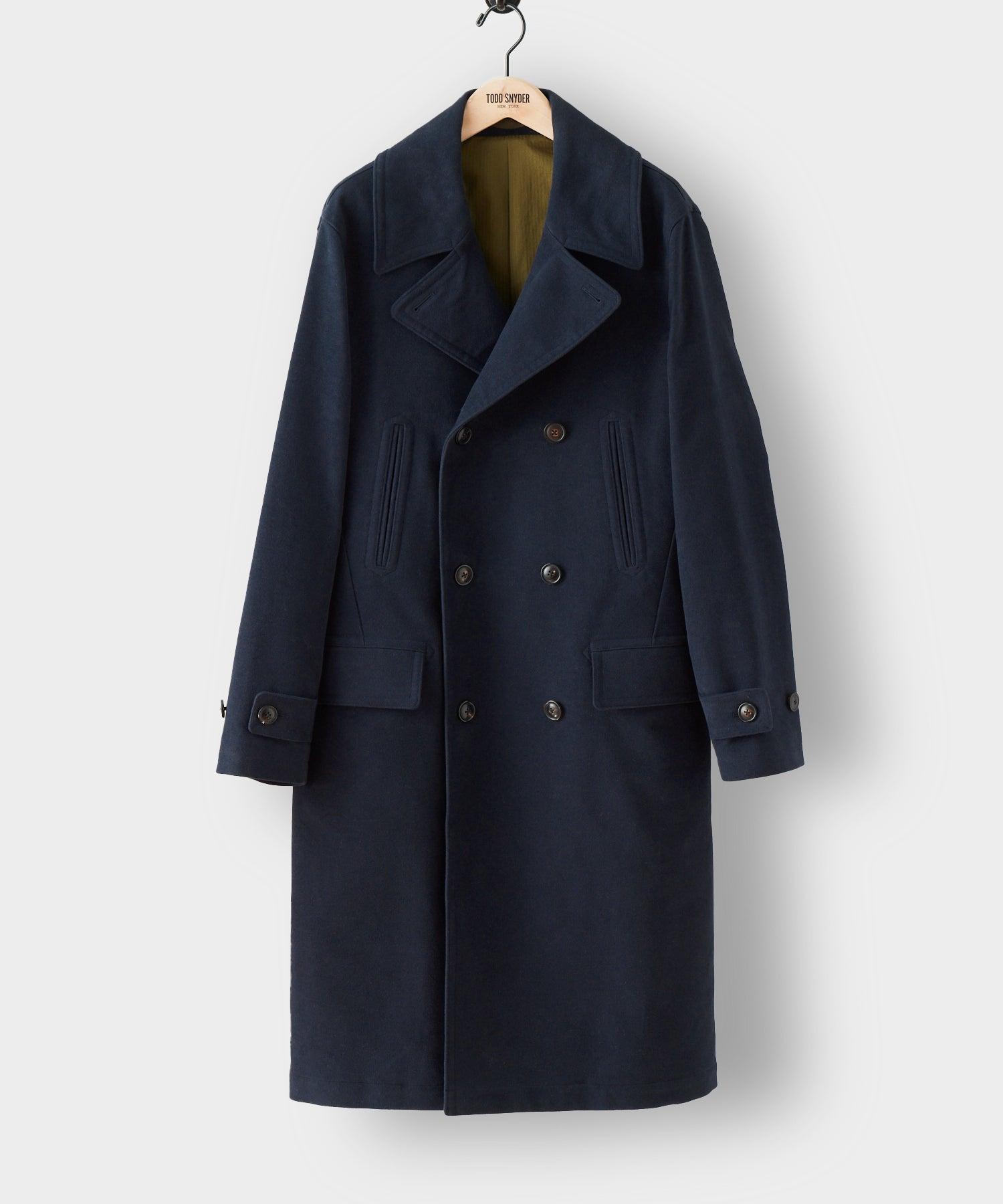 Todd Snyder Double Breasted Moleskin Greatcoat in Blue for Men | Lyst