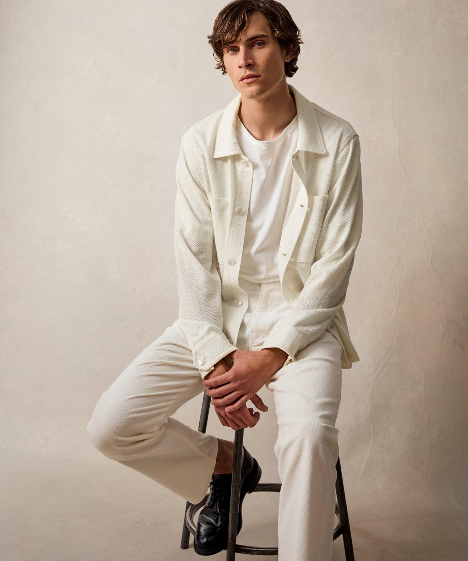 Todd Snyder Herringbone Knit Overshirt in Natural for Men | Lyst
