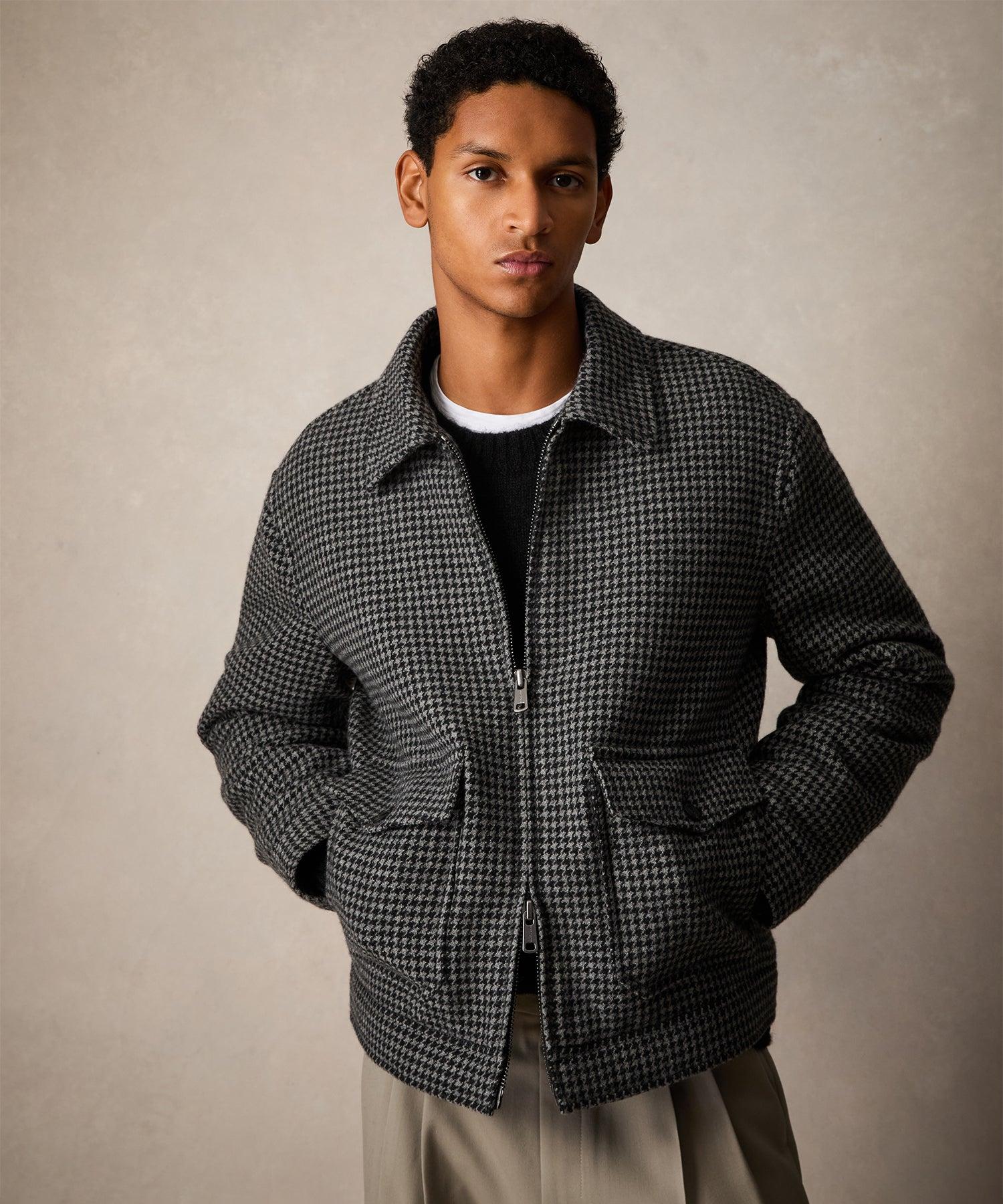 Todd Snyder Houndstooth Flight Jacket in Black for Men | Lyst