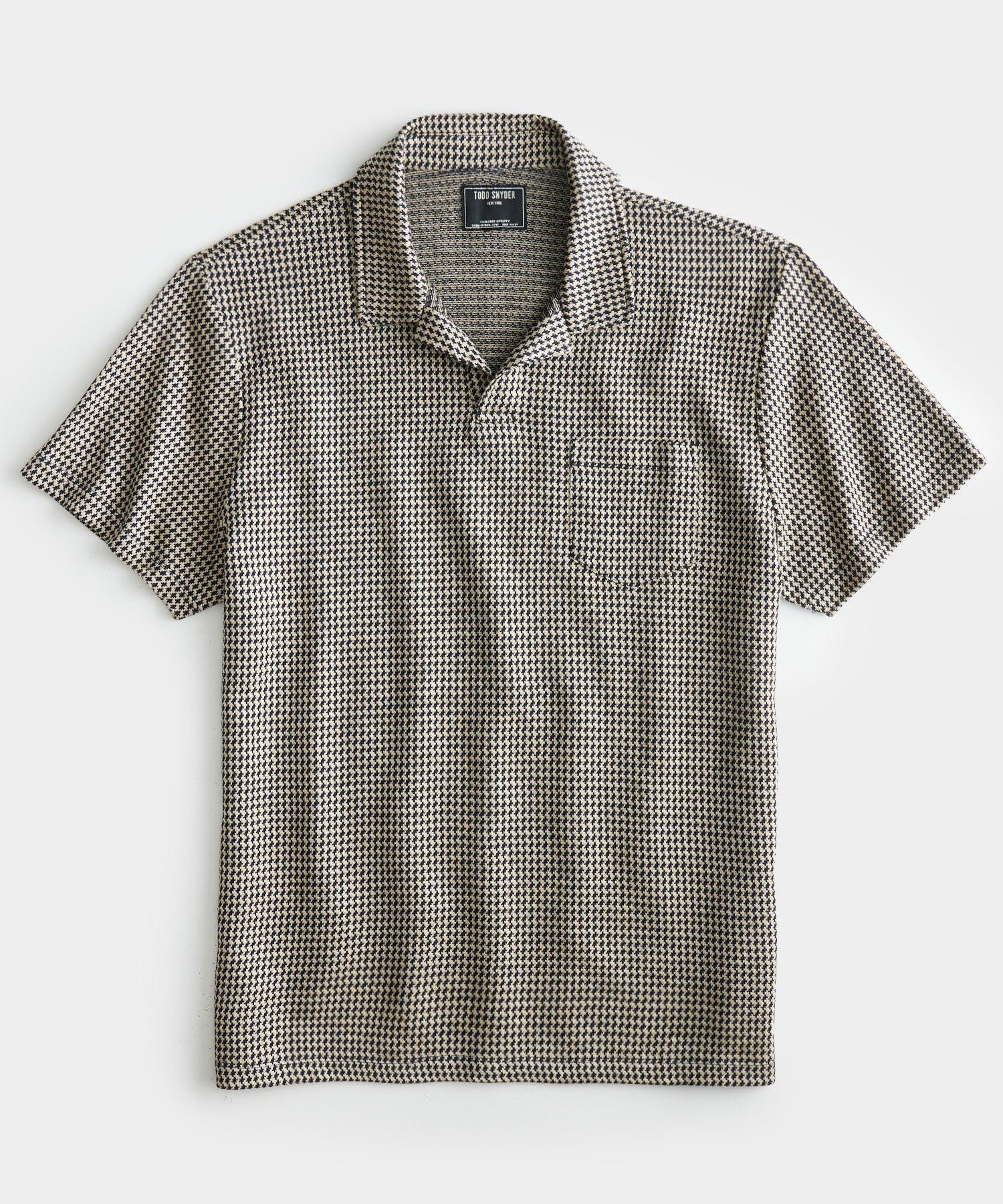 Todd Snyder Houndstooth Knit Polo in Gray for Men Lyst