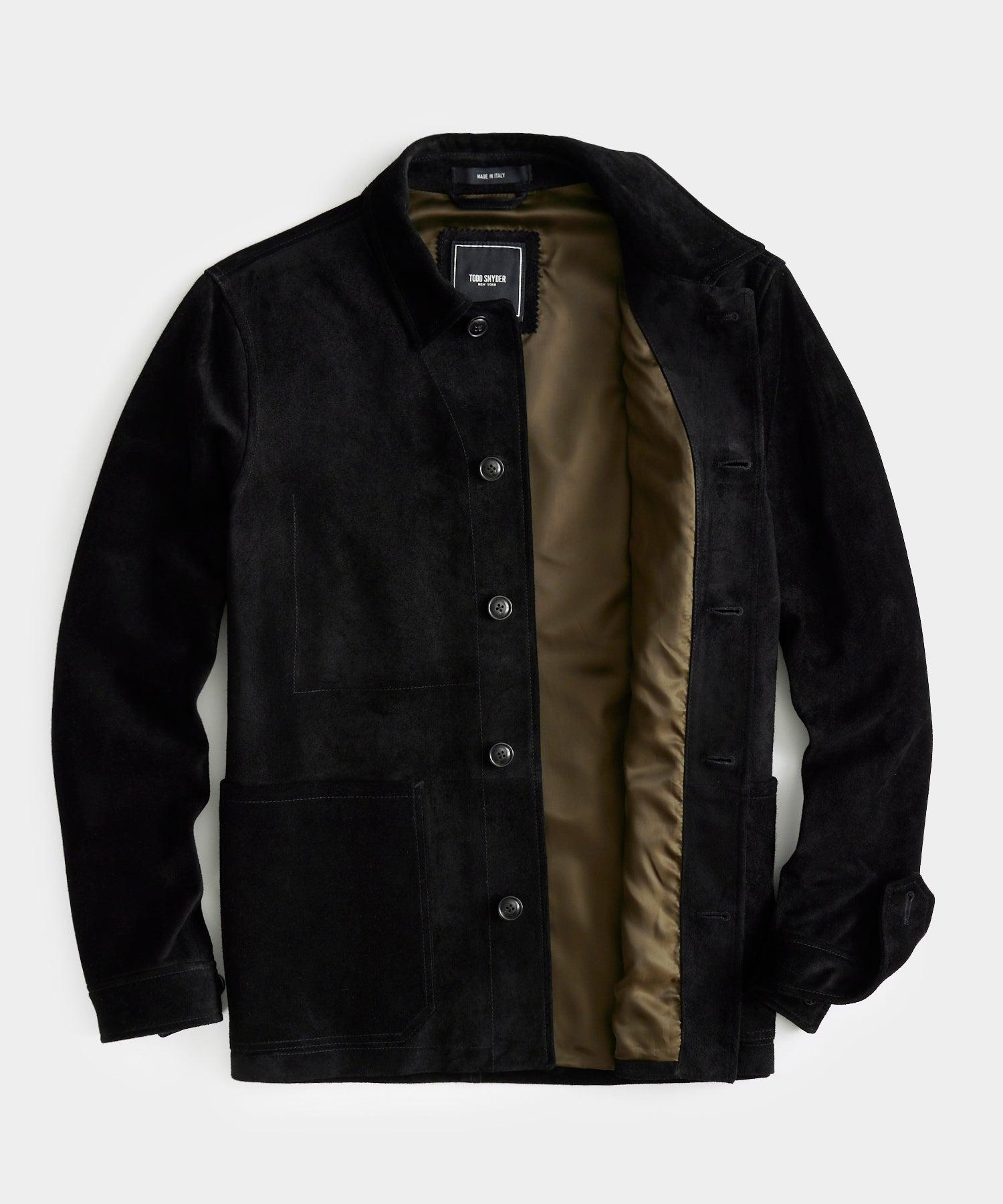 Todd Snyder Italian Suede Chore Coat in Black for Men | Lyst