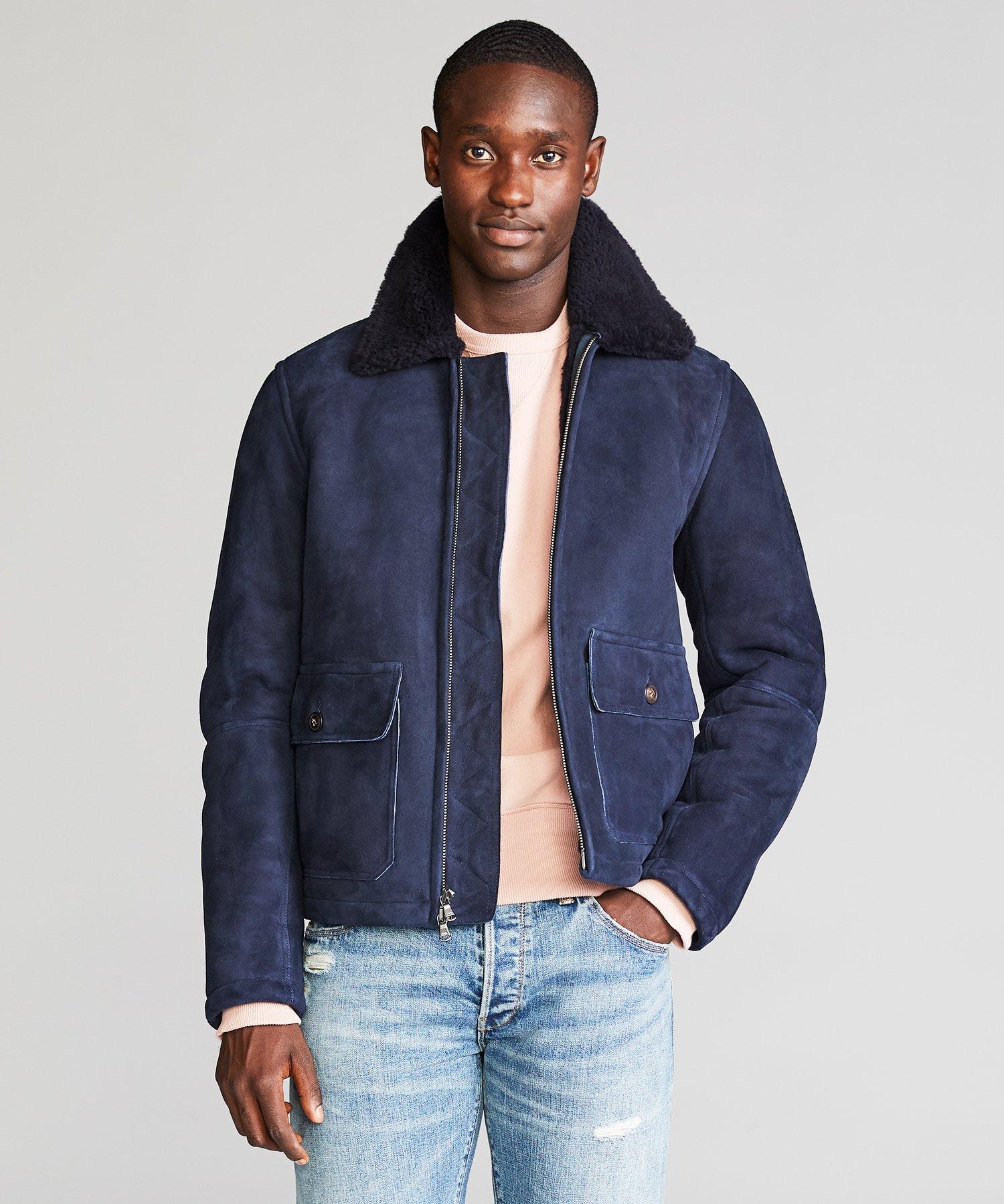 navy shearling jacket