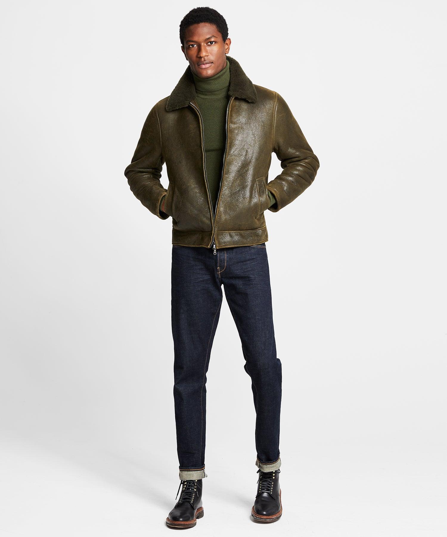 Todd Snyder Italian Shearling Aviator in Green for Men