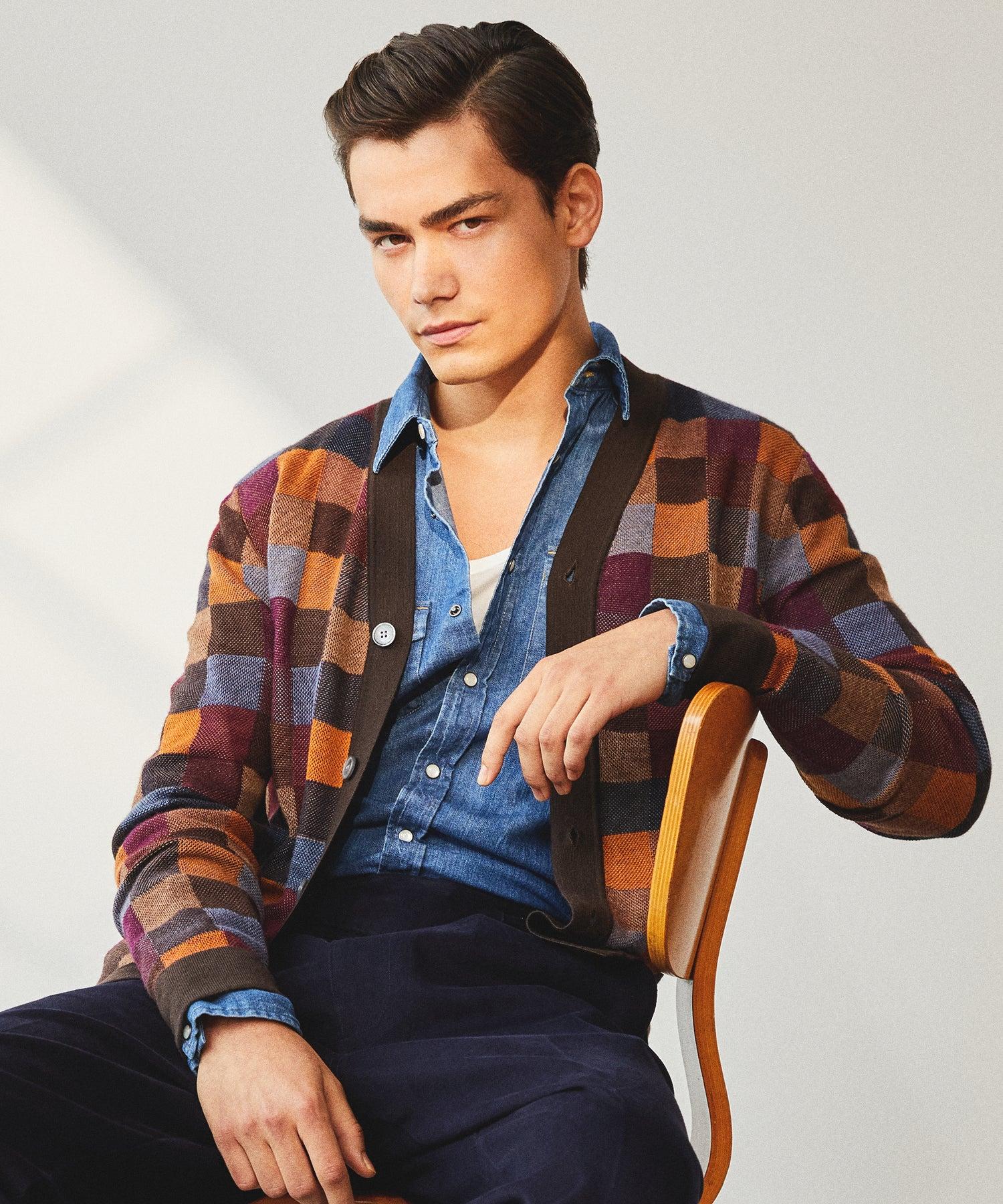 Todd Snyder Squares Merino Cardigan for Men | Lyst