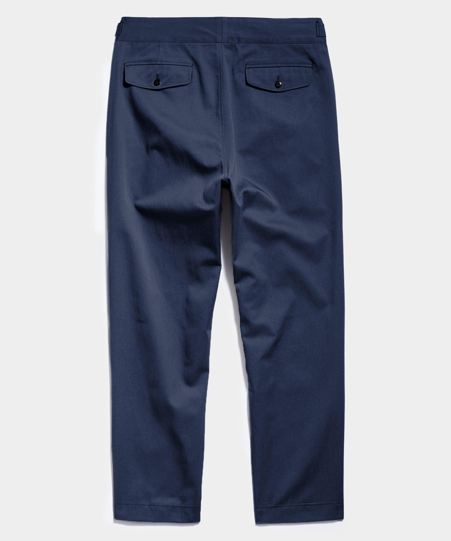 Italian Doeskin Madison Drawstring Trouser in Navy